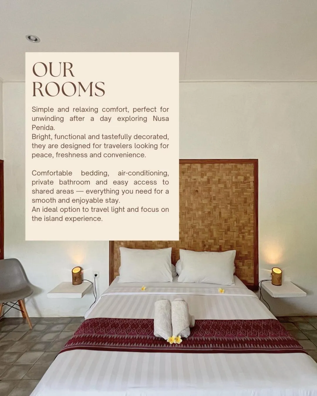 Bed in Namaste Bungalows Resort