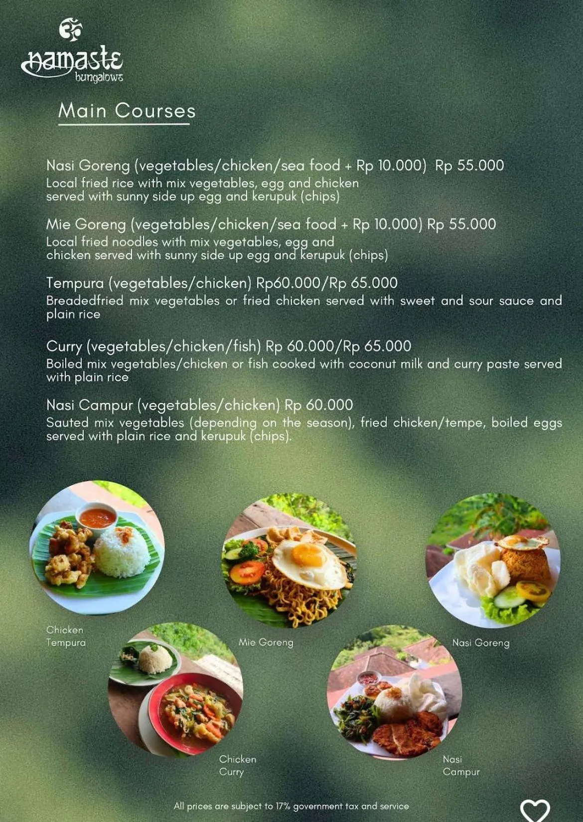 Restaurant/places to eat in Namaste Bungalows Resort