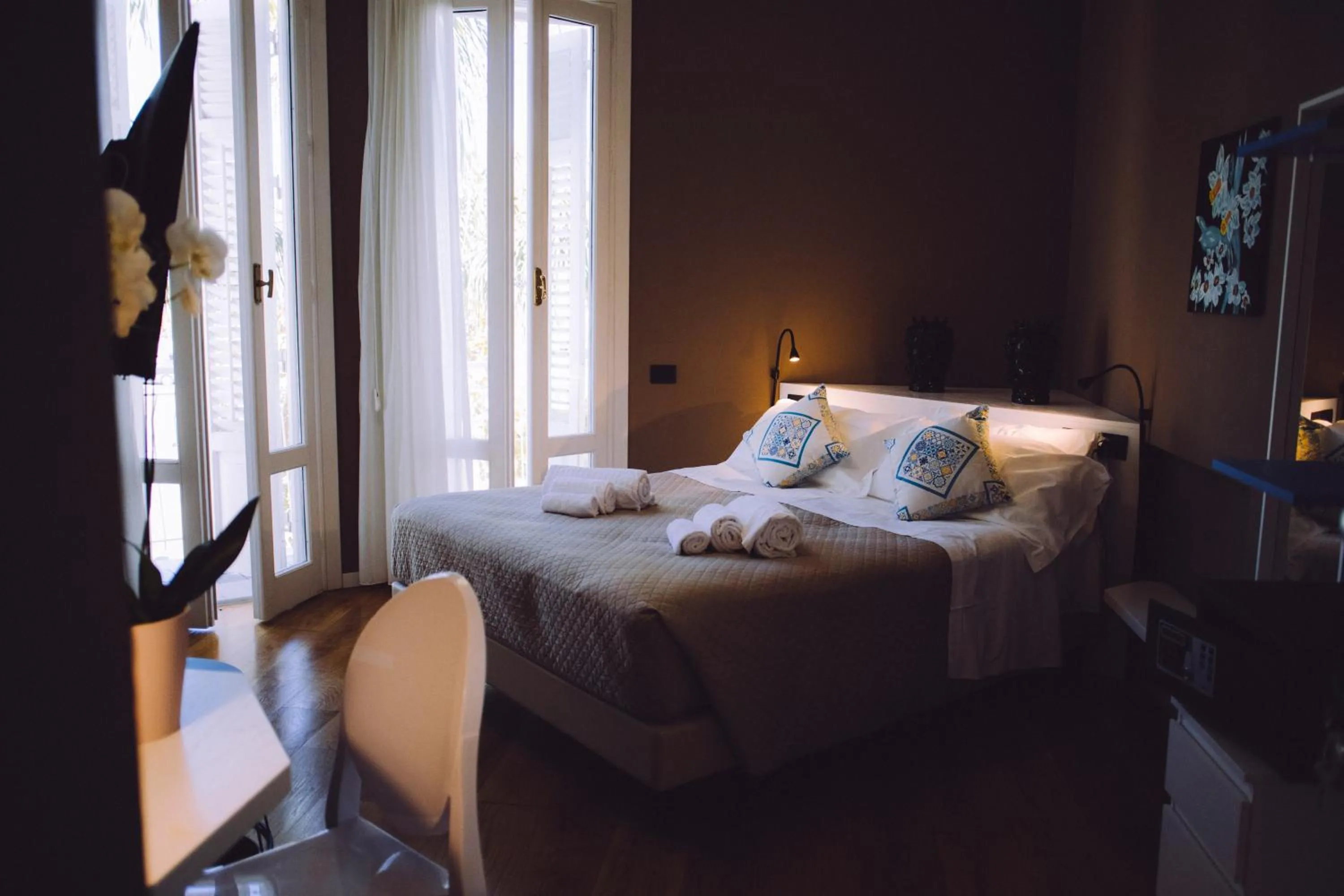 Bedroom, Bed in Villa Calipso