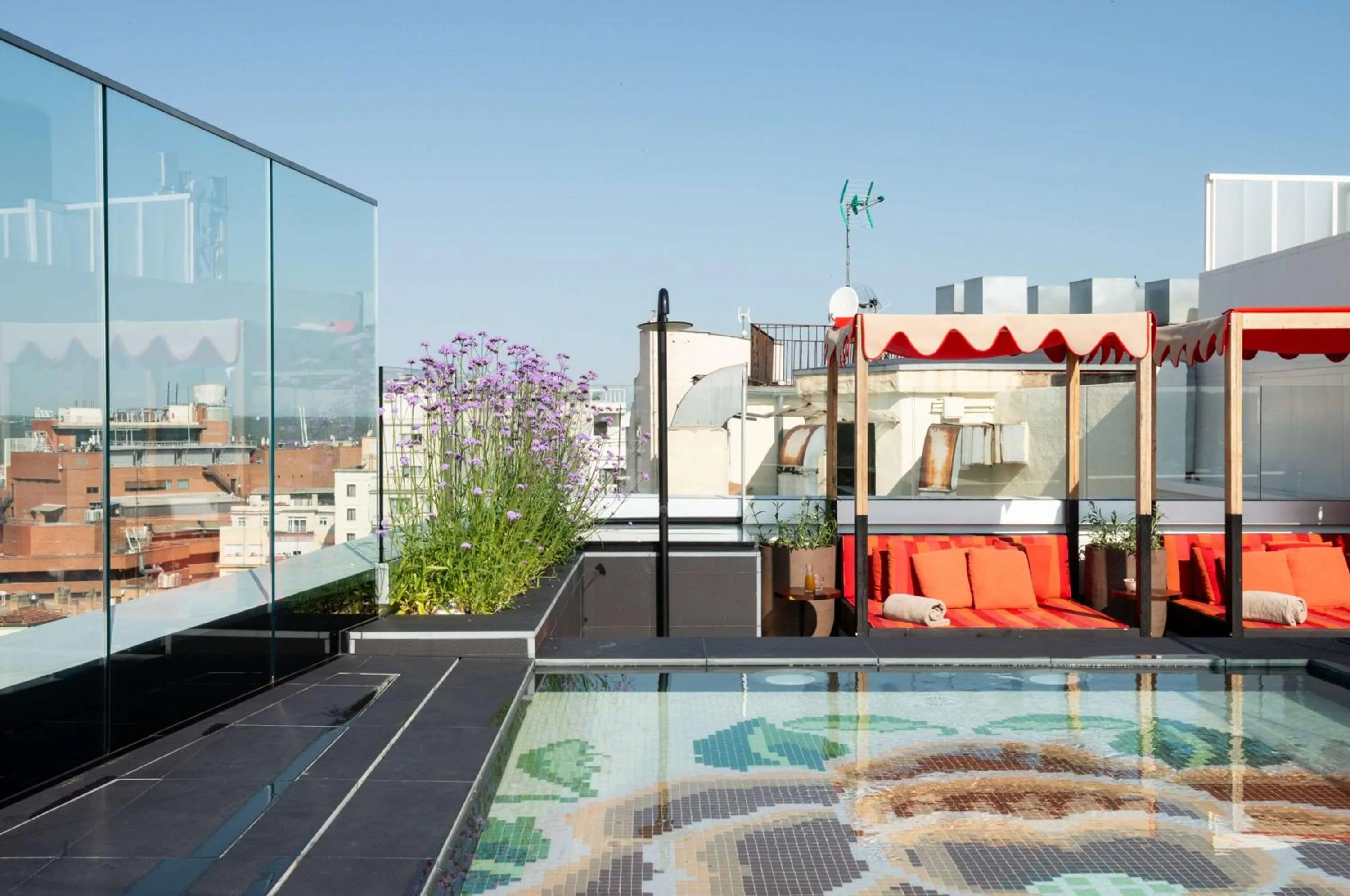 Pool view in Hotel Montera Madrid, Curio Collection By Hilton
