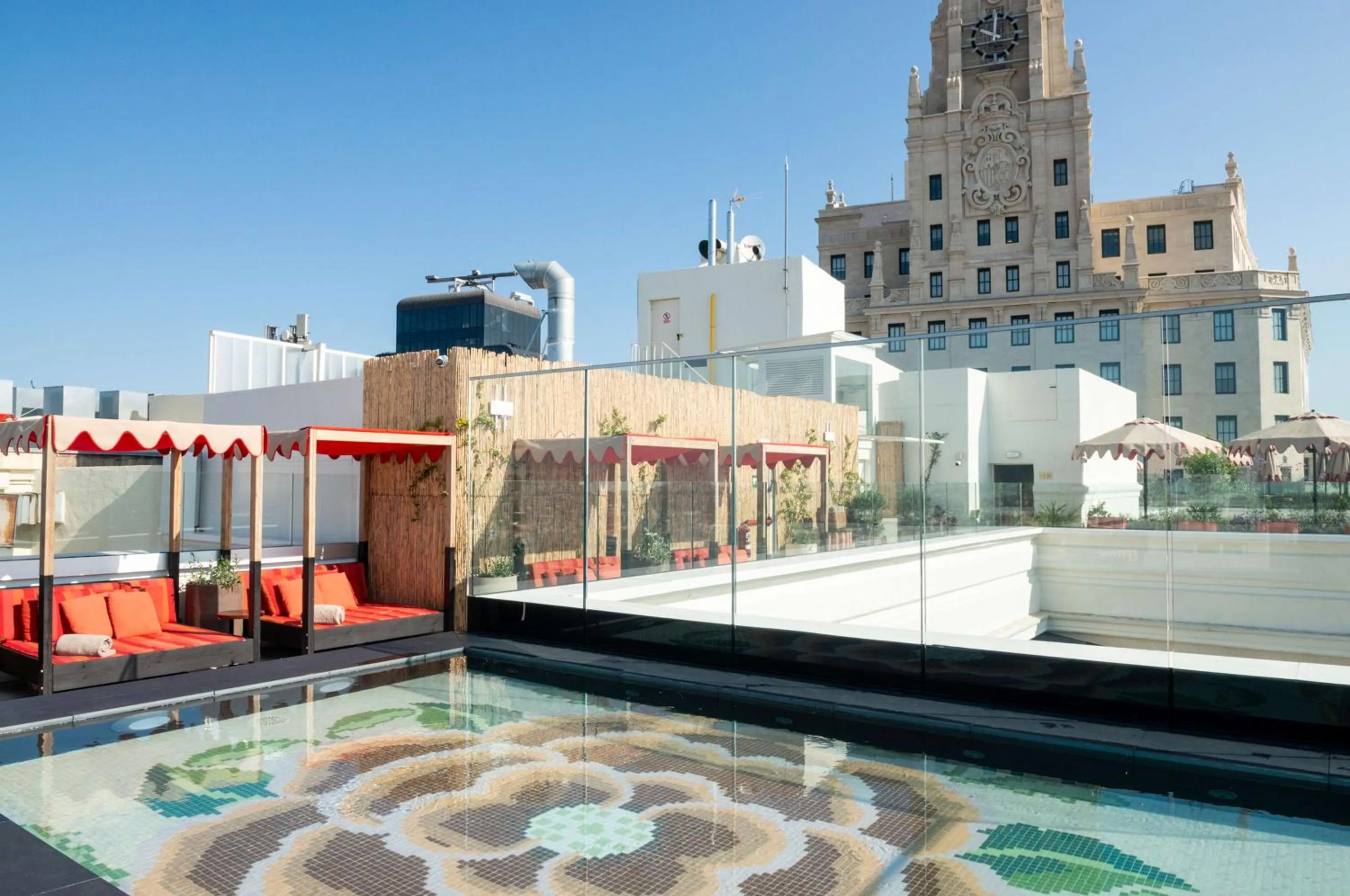 Pool view in Hotel Montera Madrid, Curio Collection By Hilton