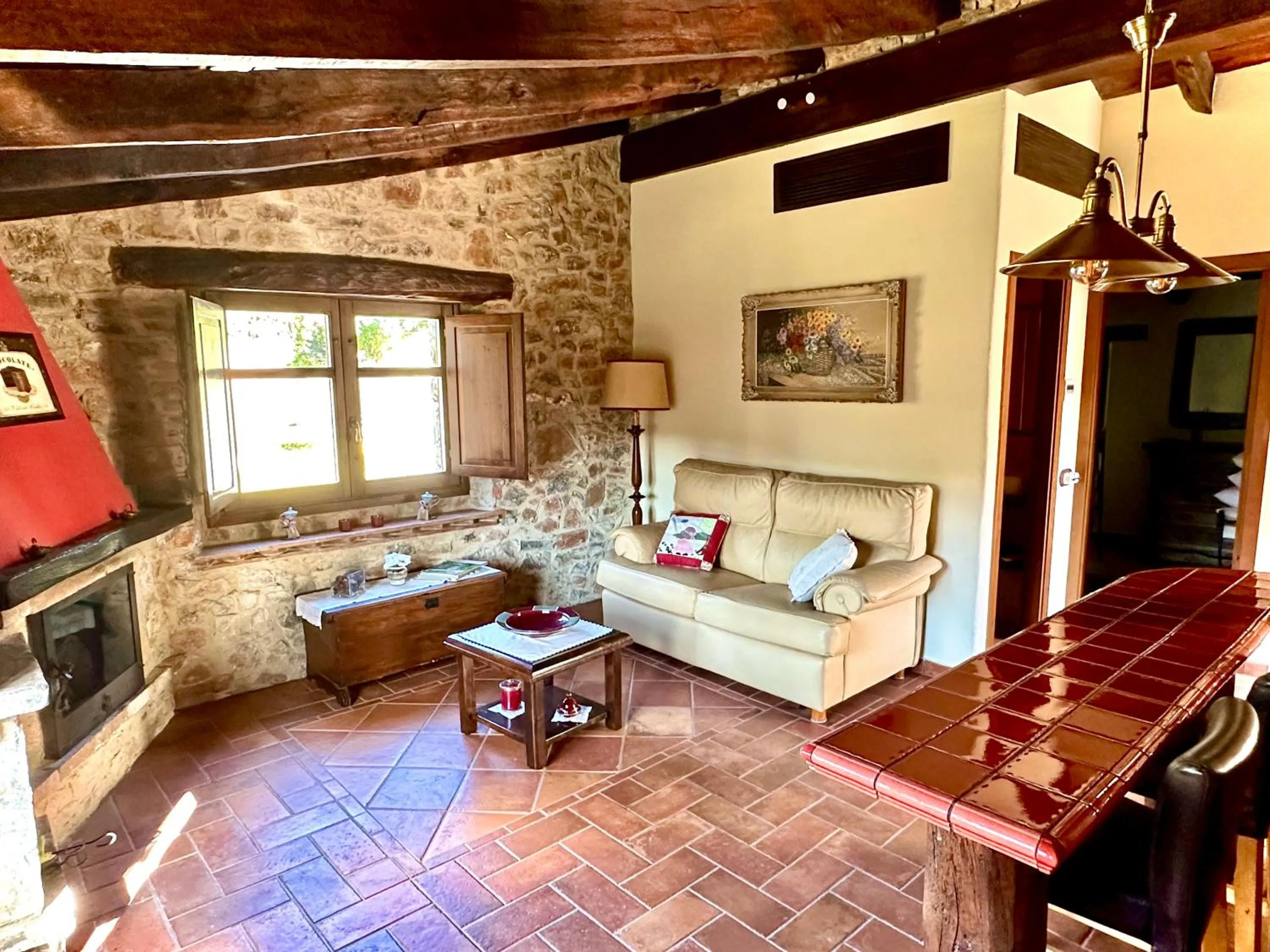 Seating area in Masia Can Viver - Olive oil tourism B&B