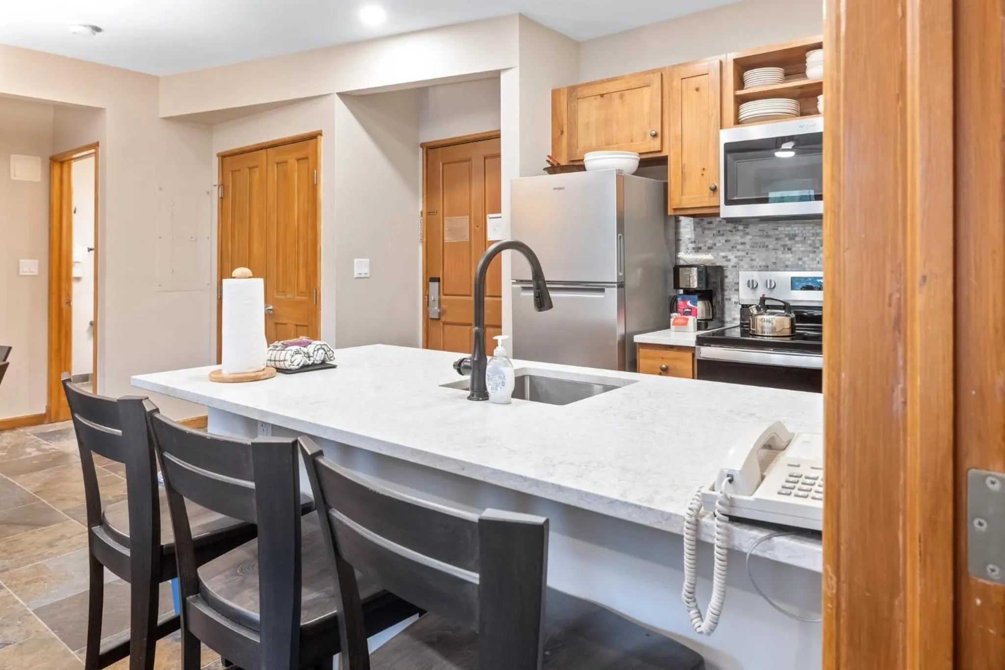 Communal kitchen in Jackpine & Black Bear Condominiums by Keystone Resort