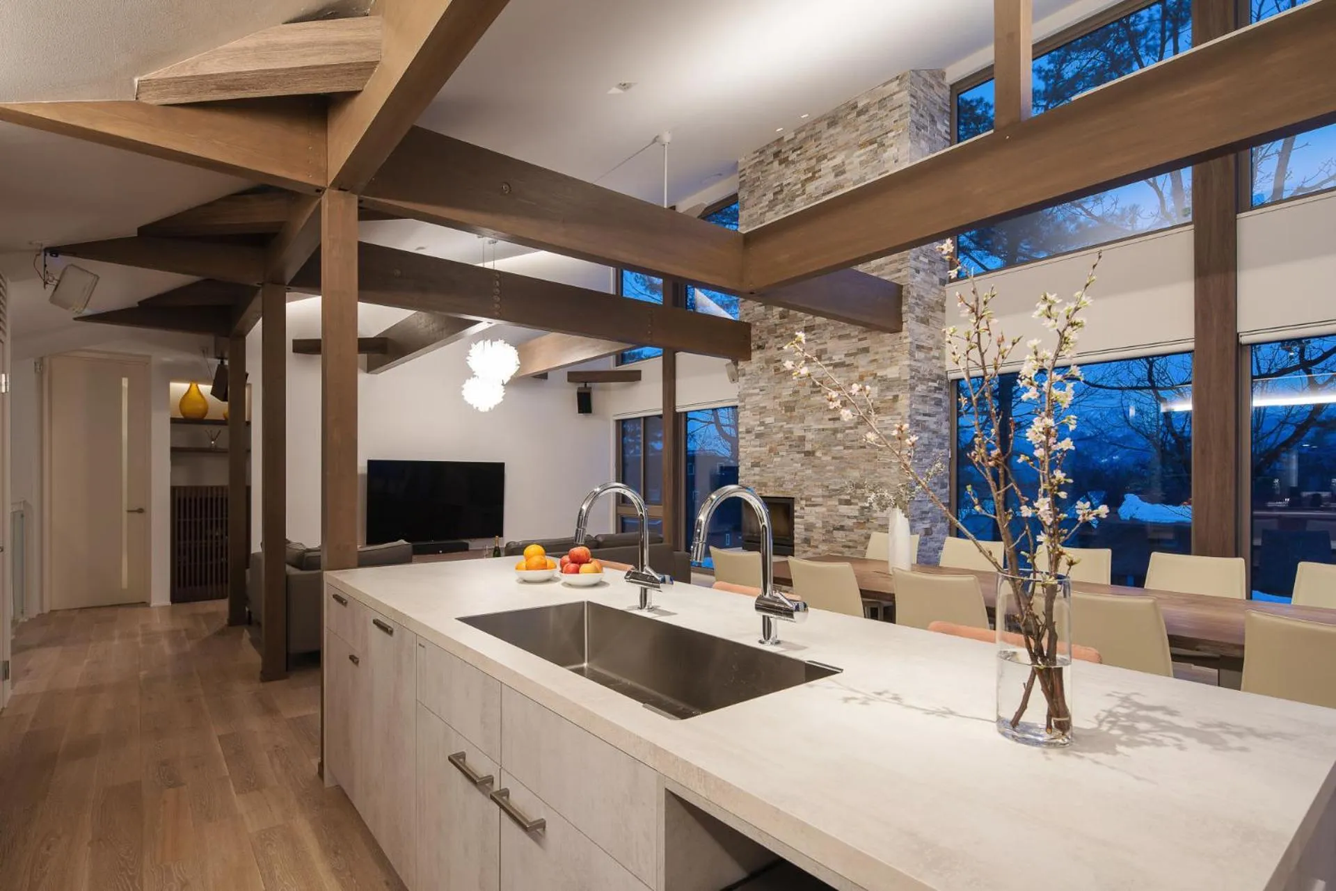 kitchen in Silver Maple Chalet by Hakuba White Fox Company