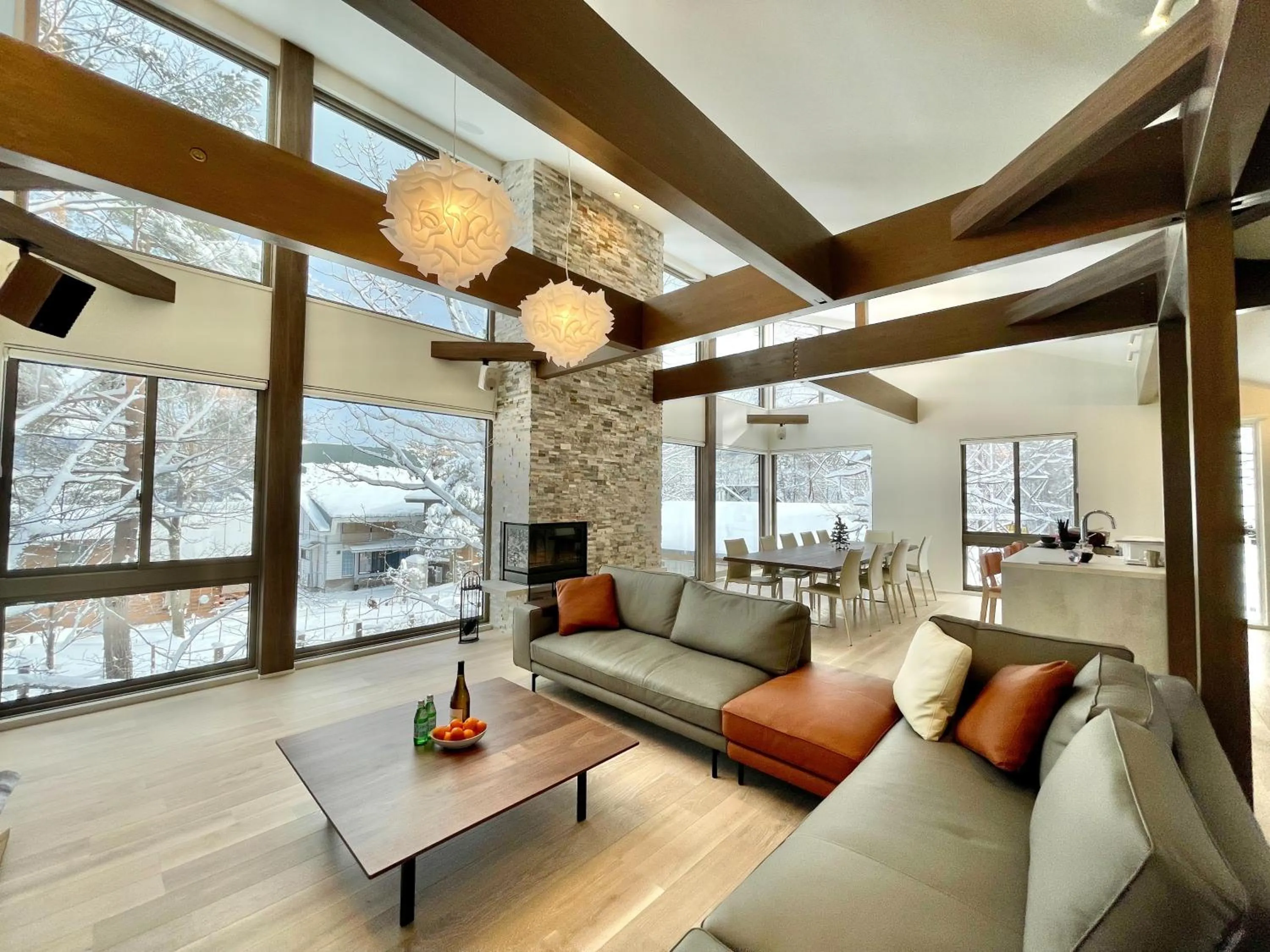 Living room in Silver Maple Chalet by Hakuba White Fox Company