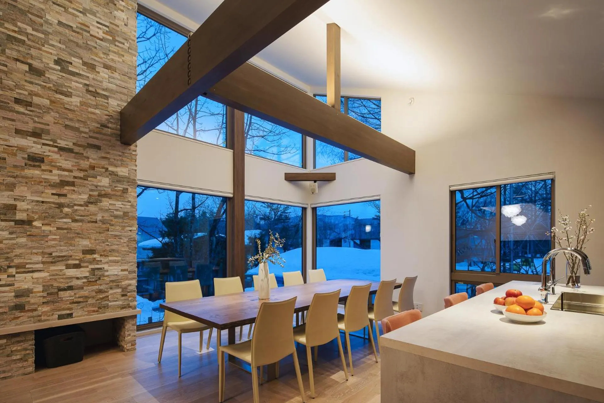 Dining area in Silver Maple Chalet by Hakuba White Fox Company