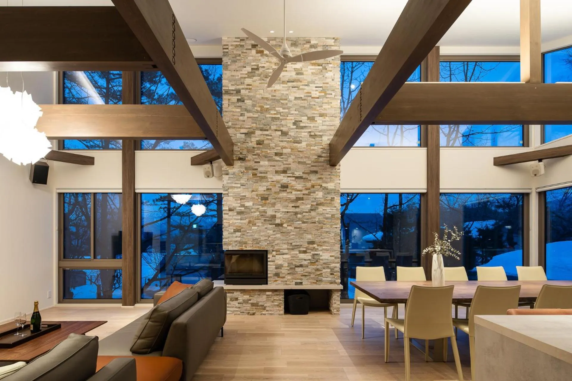 Living room in Silver Maple Chalet by Hakuba White Fox Company