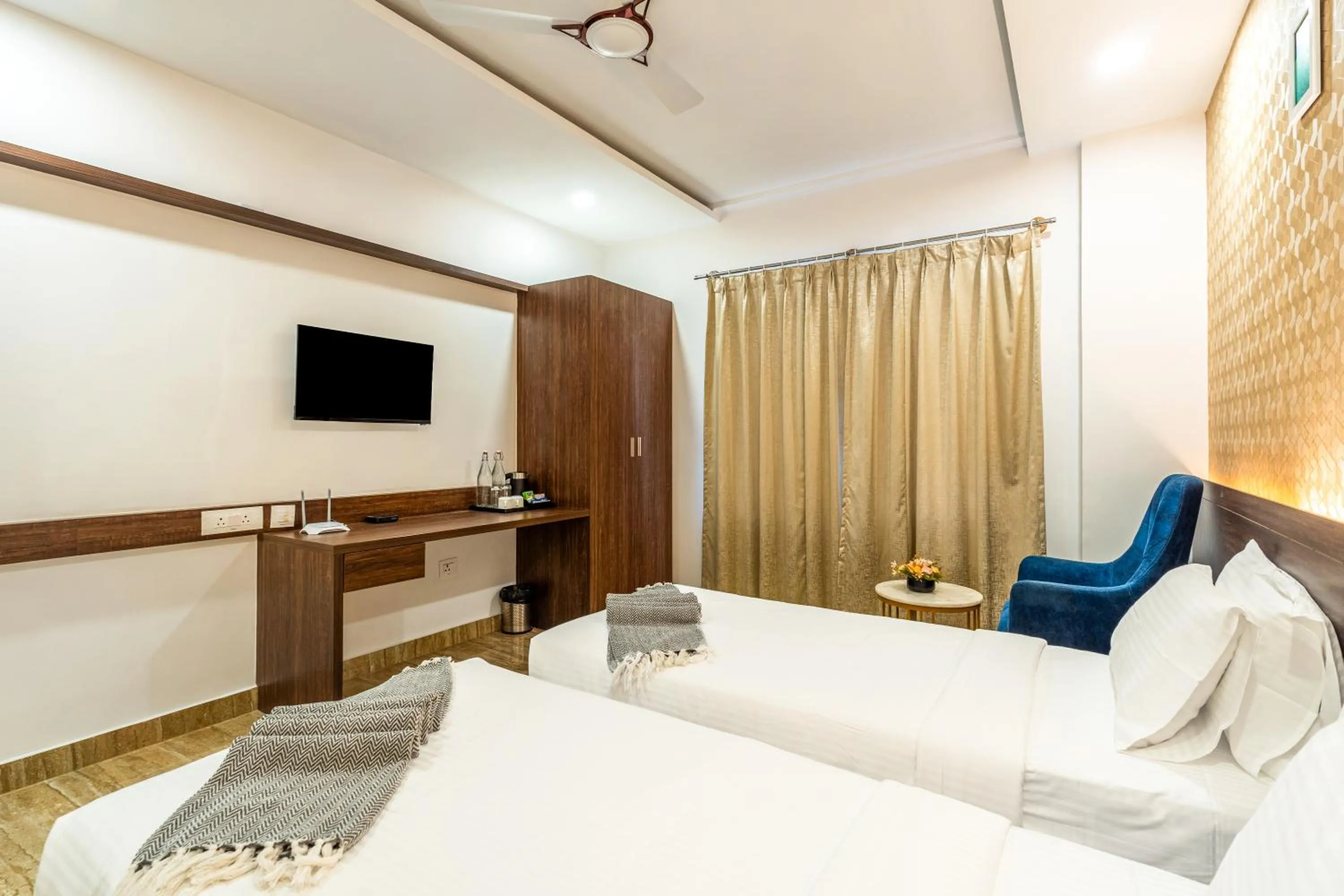 Photo of the whole room, Bed in Bangalore Times by Alaya Stays
