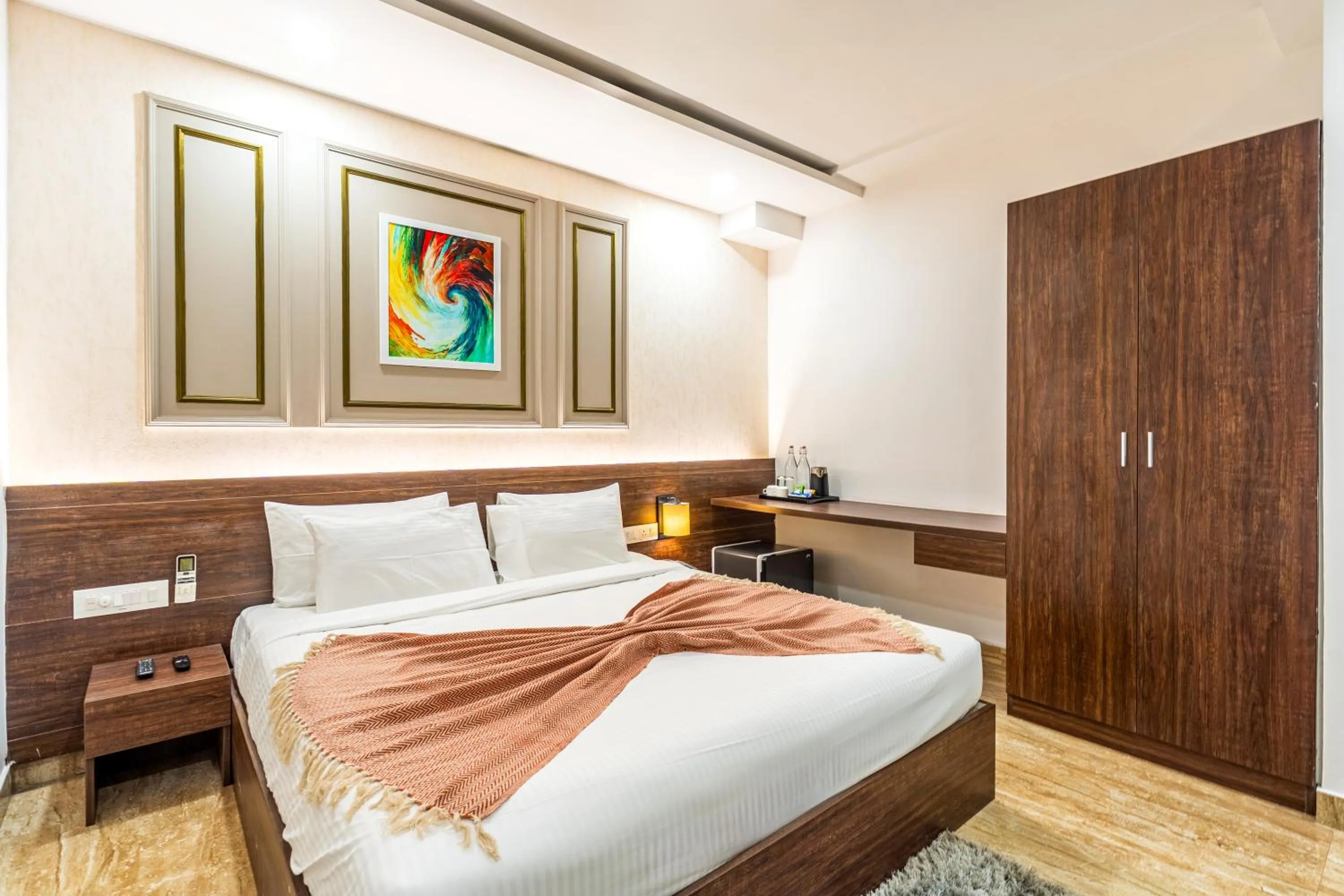 Photo of the whole room, Bed in Bangalore Times by Alaya Stays