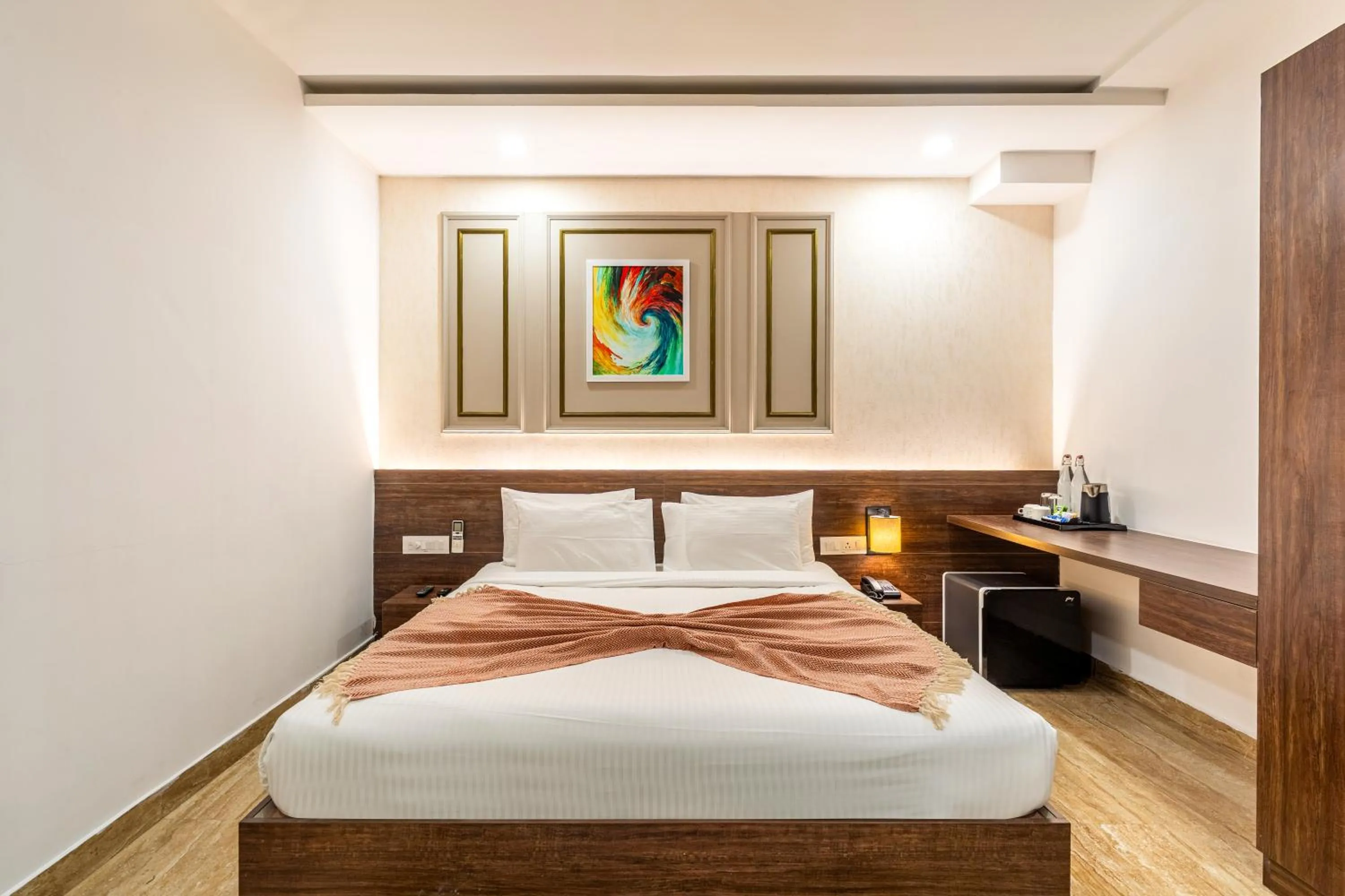 Photo of the whole room, Bed in Bangalore Times by Alaya Stays