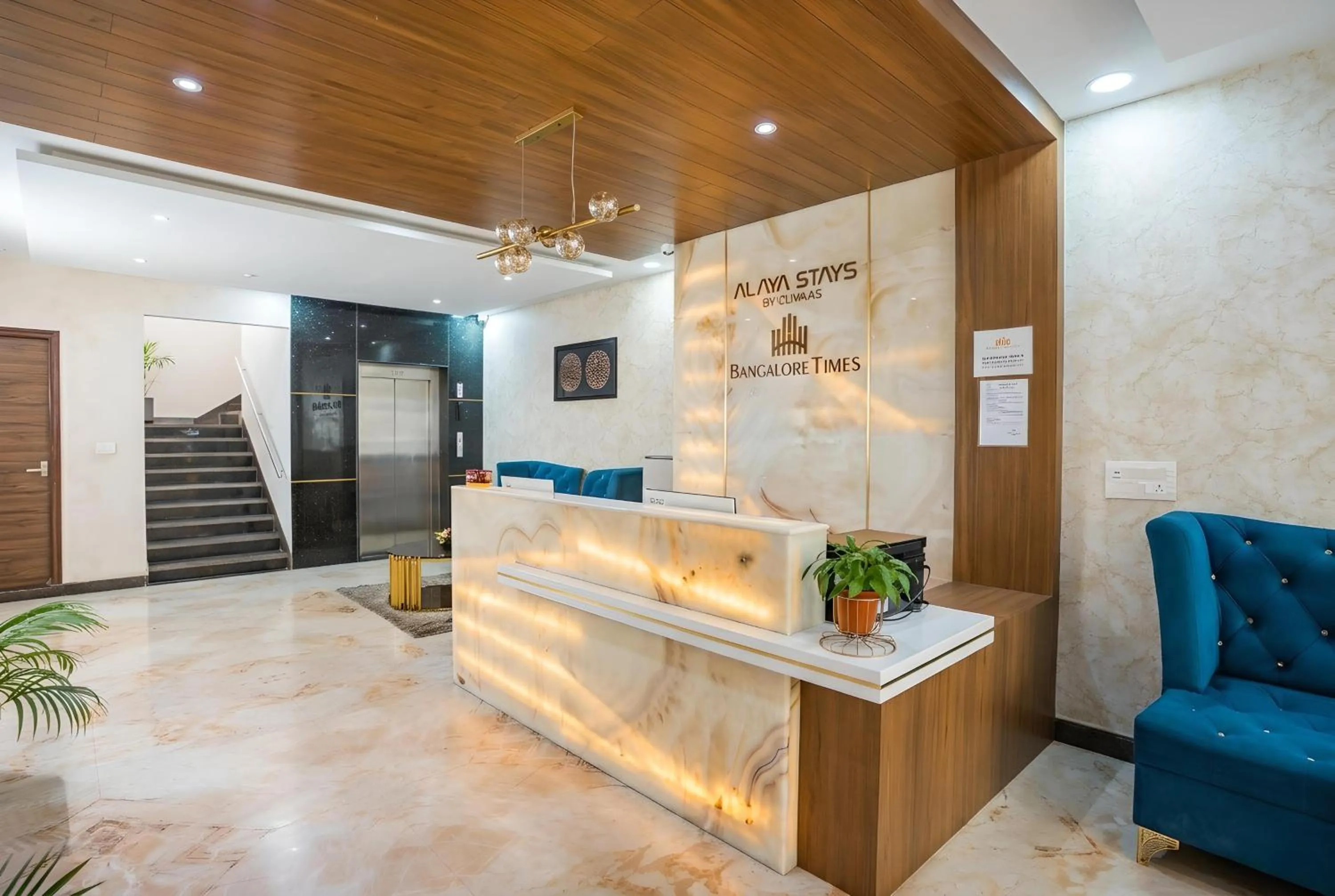 Lobby or reception in Bangalore Times by Alaya Stays