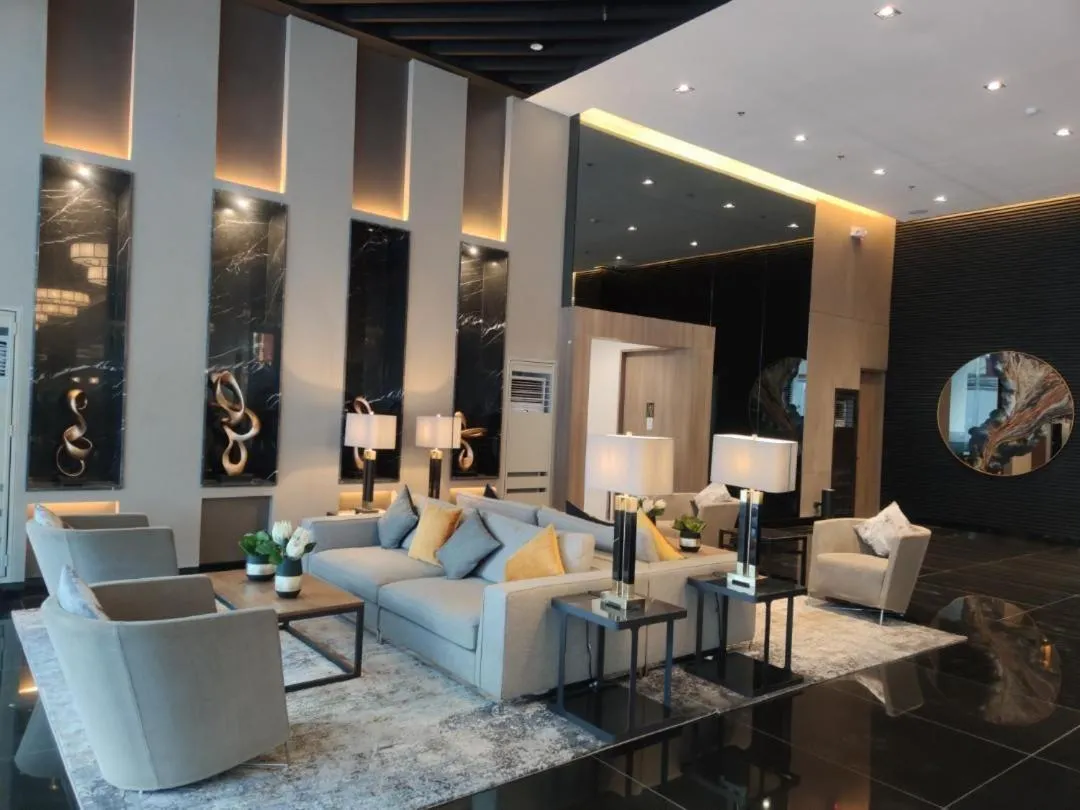 Seating area in Great View 1 BR Condo in Makati near Trident Tower