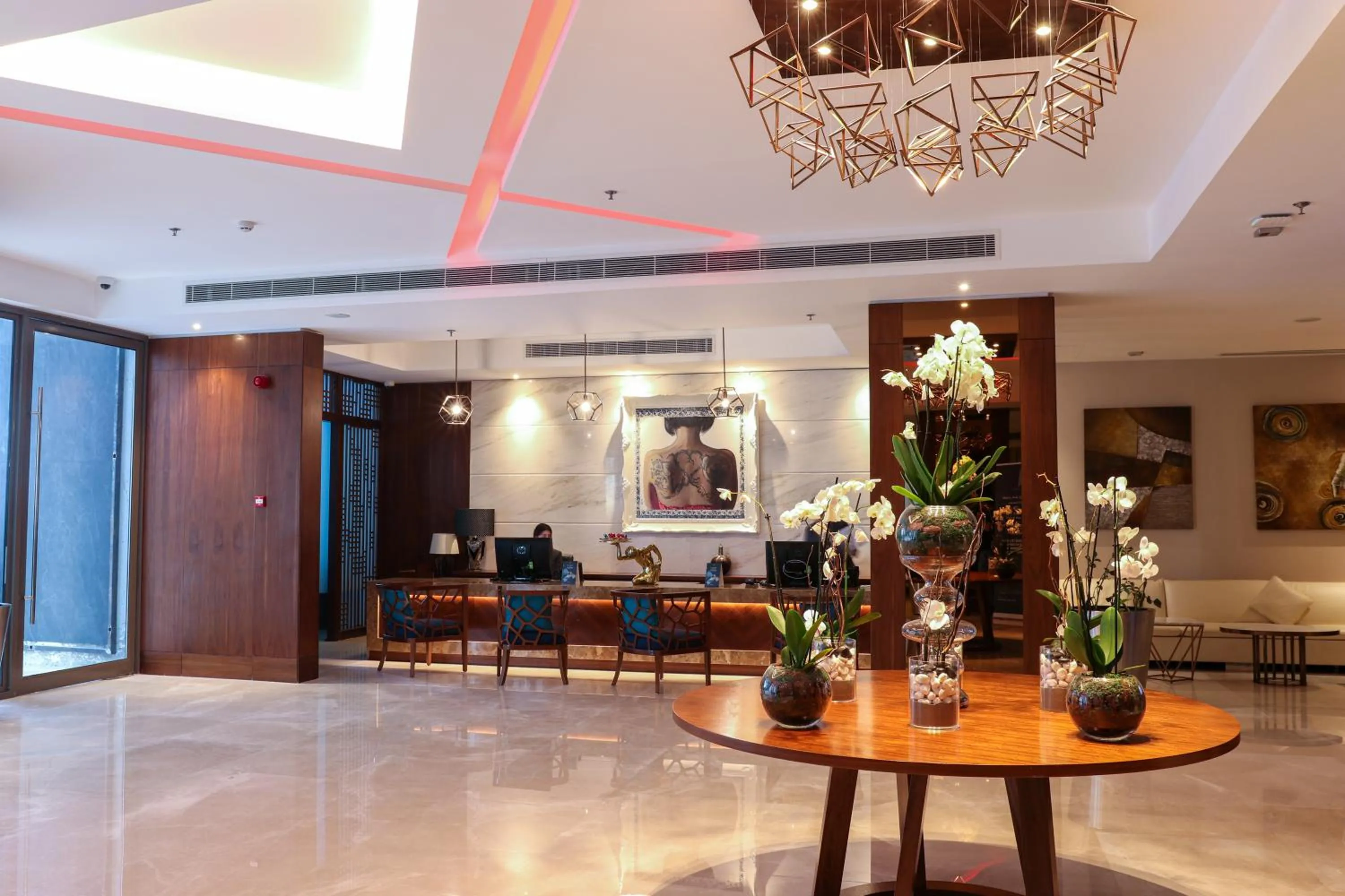 Lobby or reception in The Seven Hotel