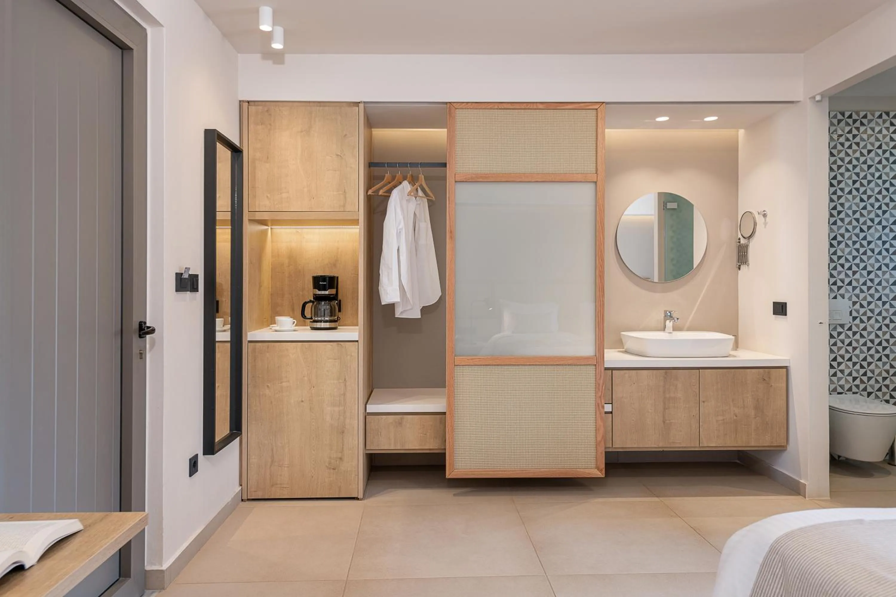 Bathroom, Bed in Elafonisi Resort by Kalomirakis Family