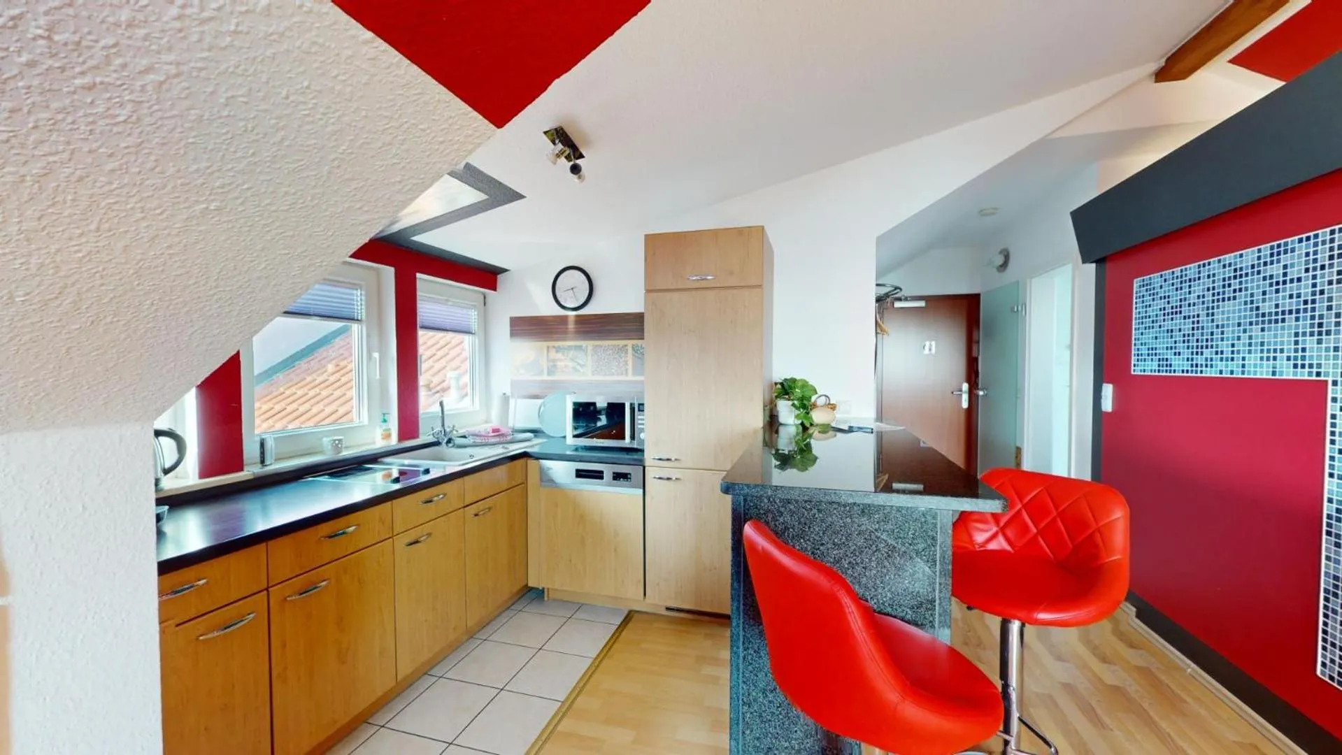 Kitchen or kitchenette in Apartments am Sund