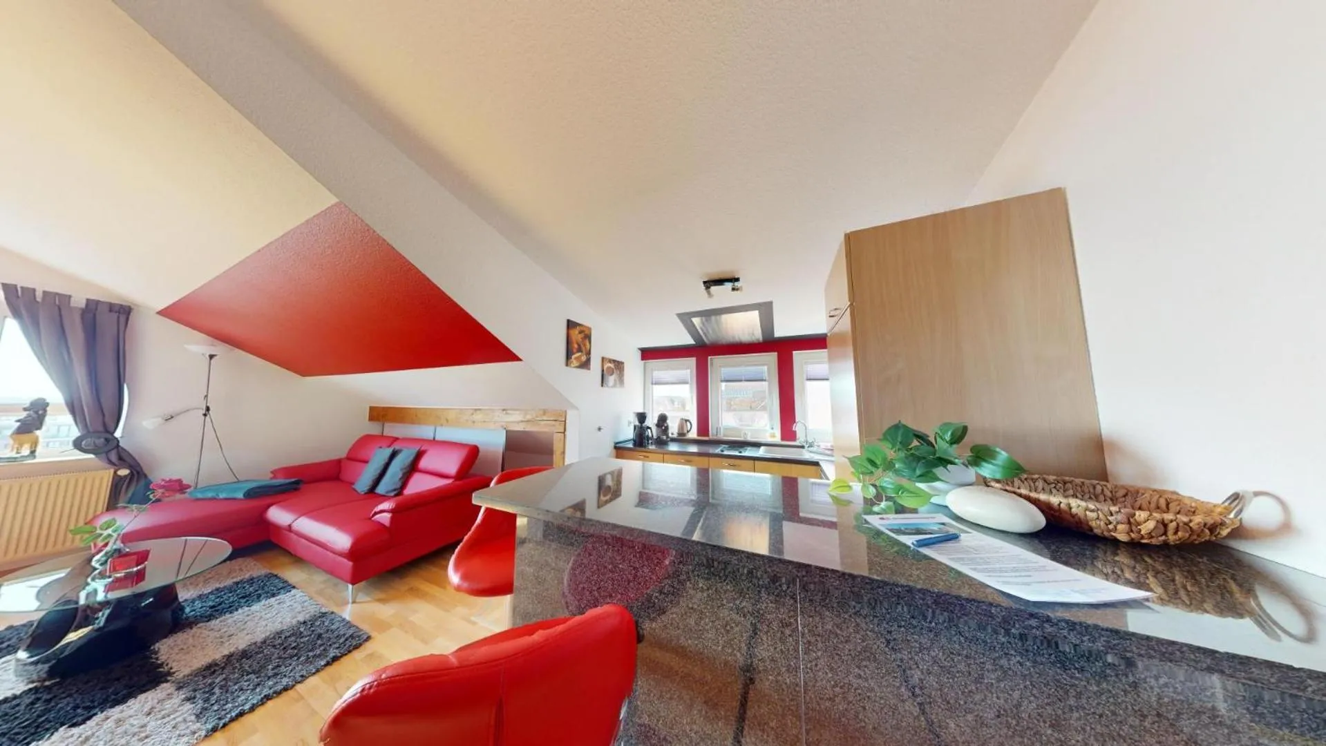 Kitchen or kitchenette in Apartments am Sund