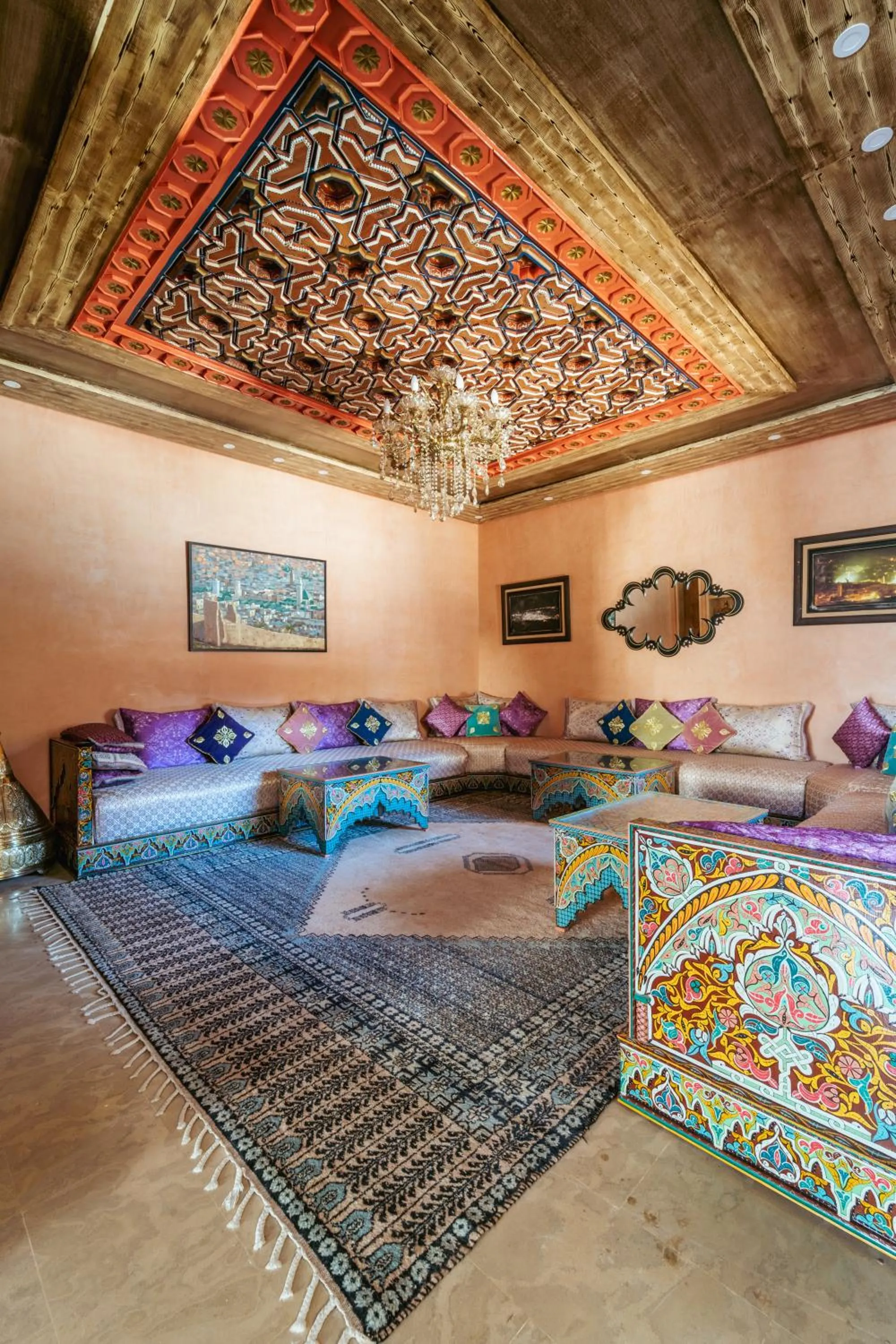 Living room, Bed in Riad Les Nuits De Fès