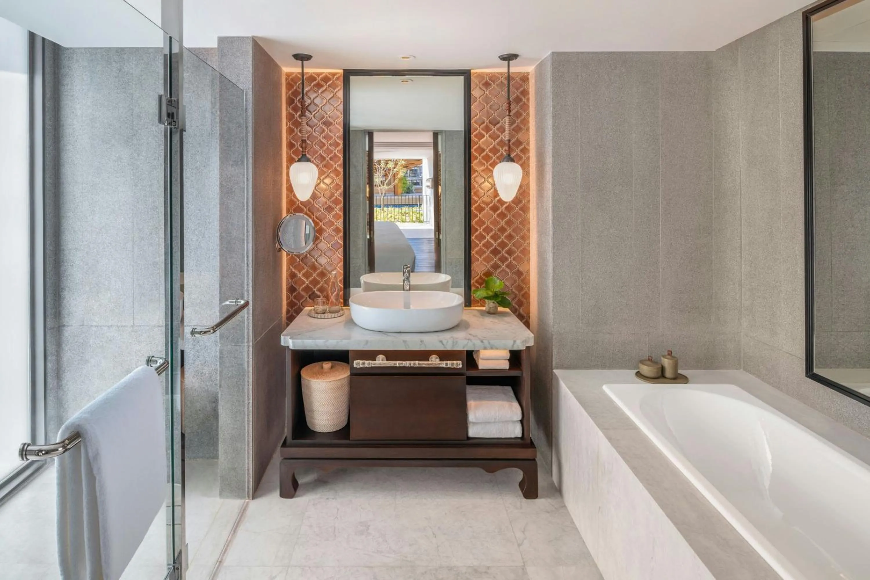 Bathroom, Bed in Marriott Vacation Club, Khao Lak Beach Resort