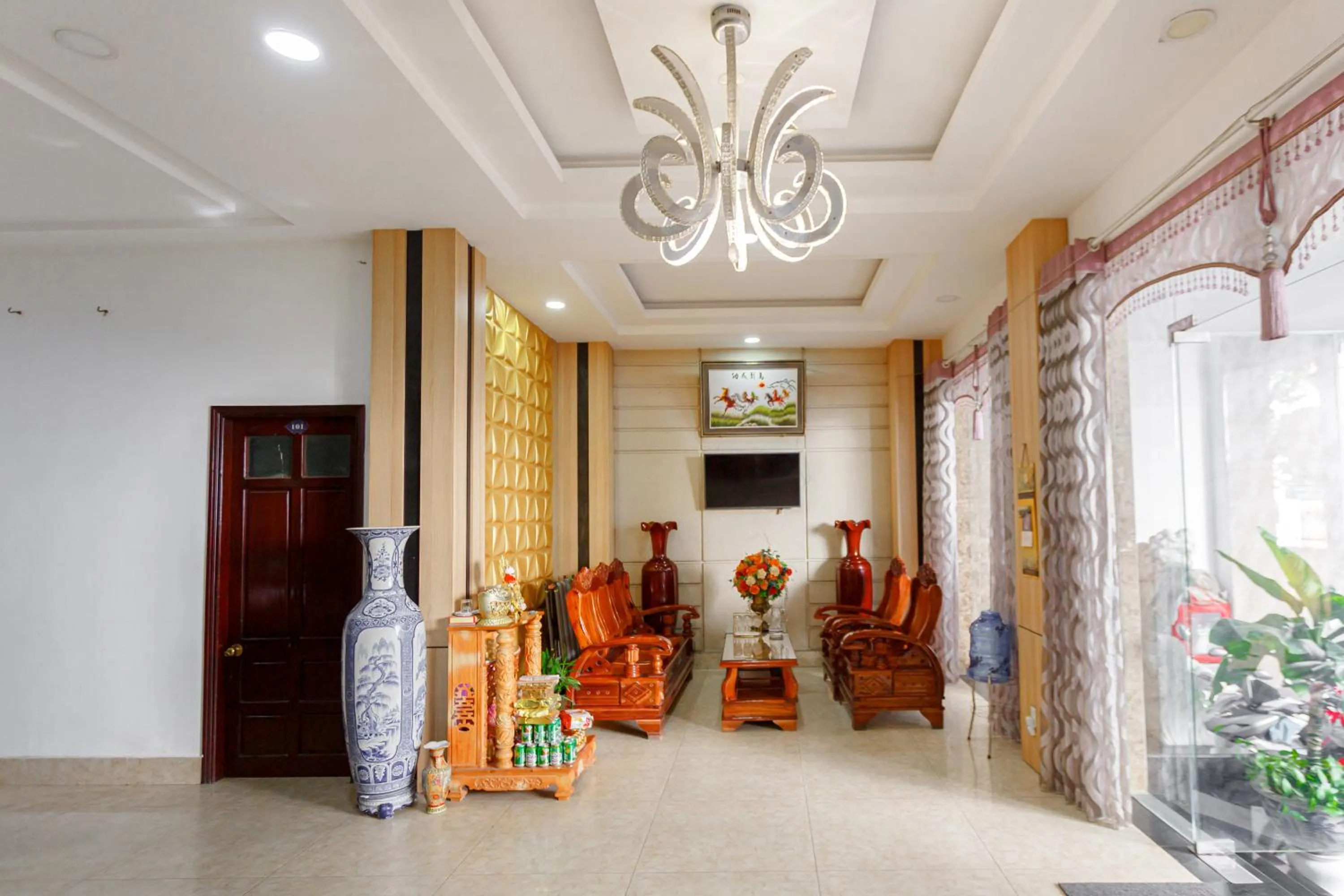 Seating area in KLY Hotel