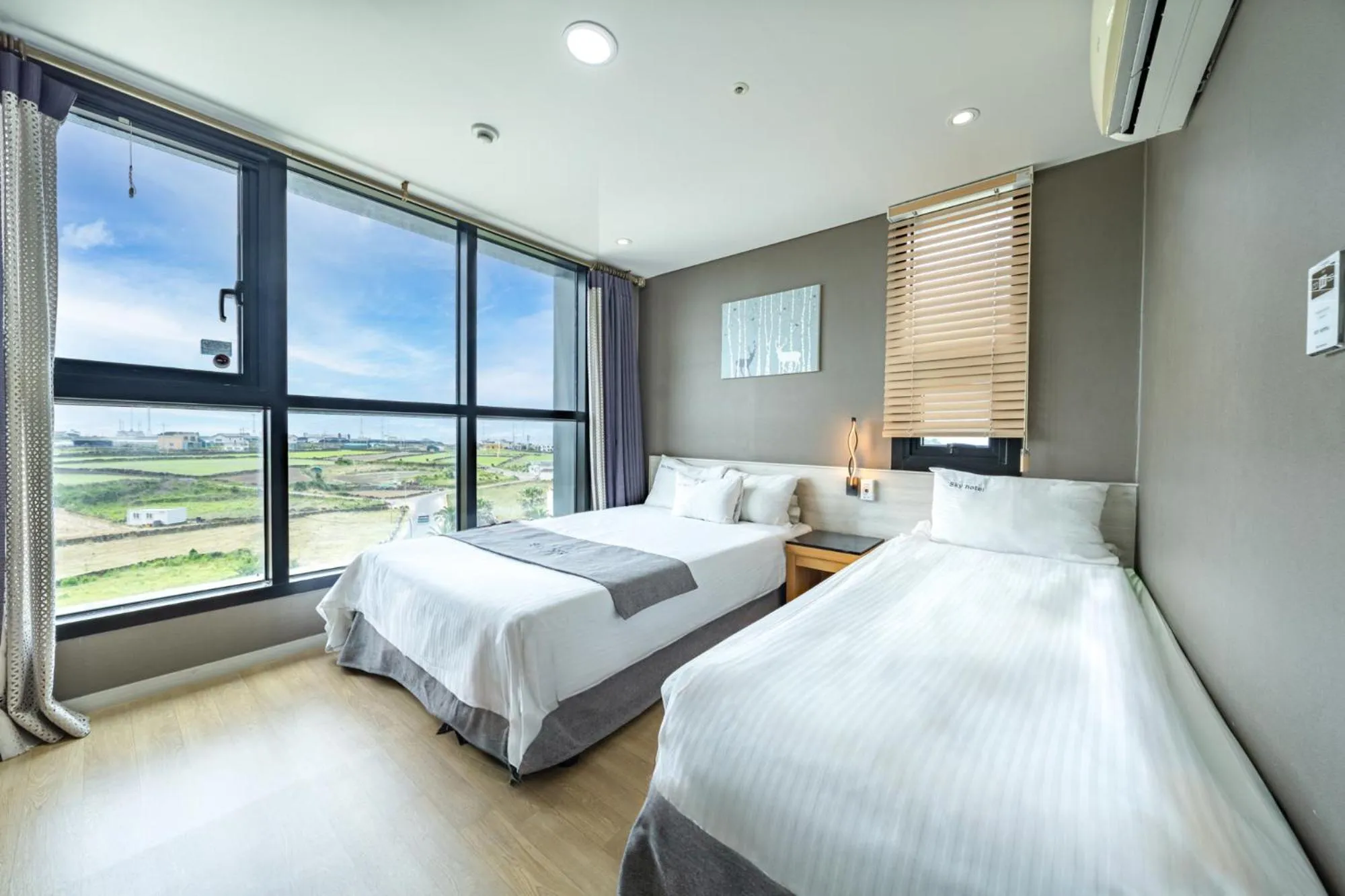 Bed in jeju skyhotel