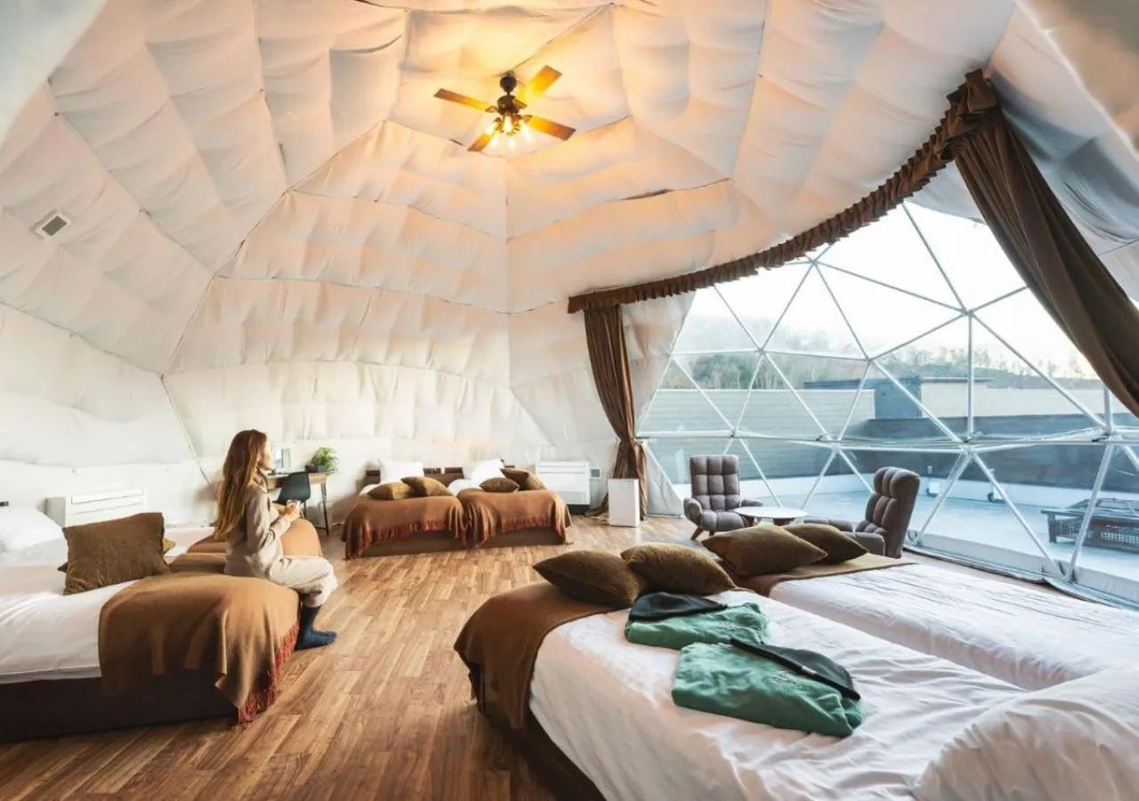 Bed in VISION GLAMPING Resort & Spa 山中湖