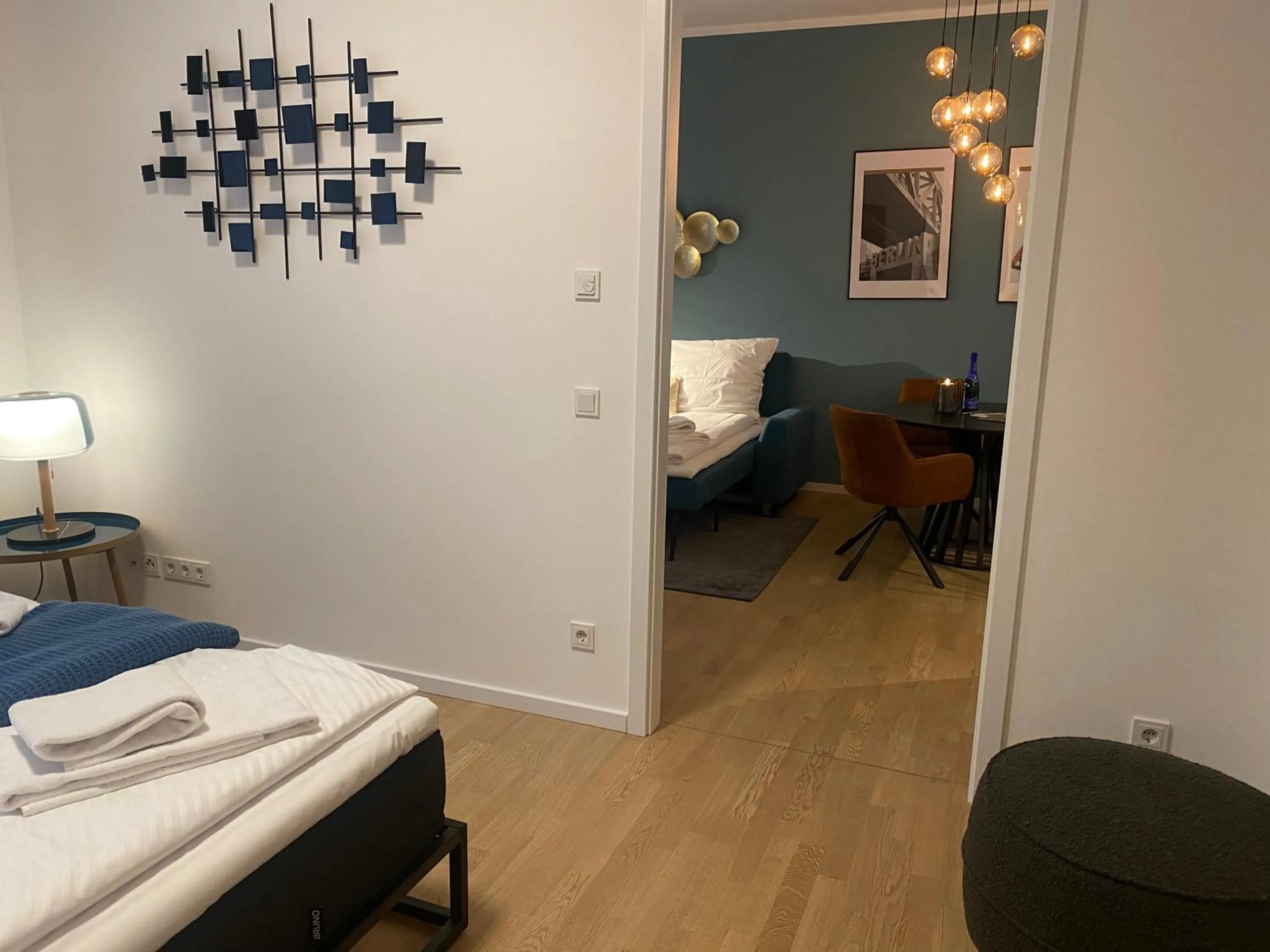 Living room, Bed in Pure Berlin Apartments - Luxury at Pure Living in City Center