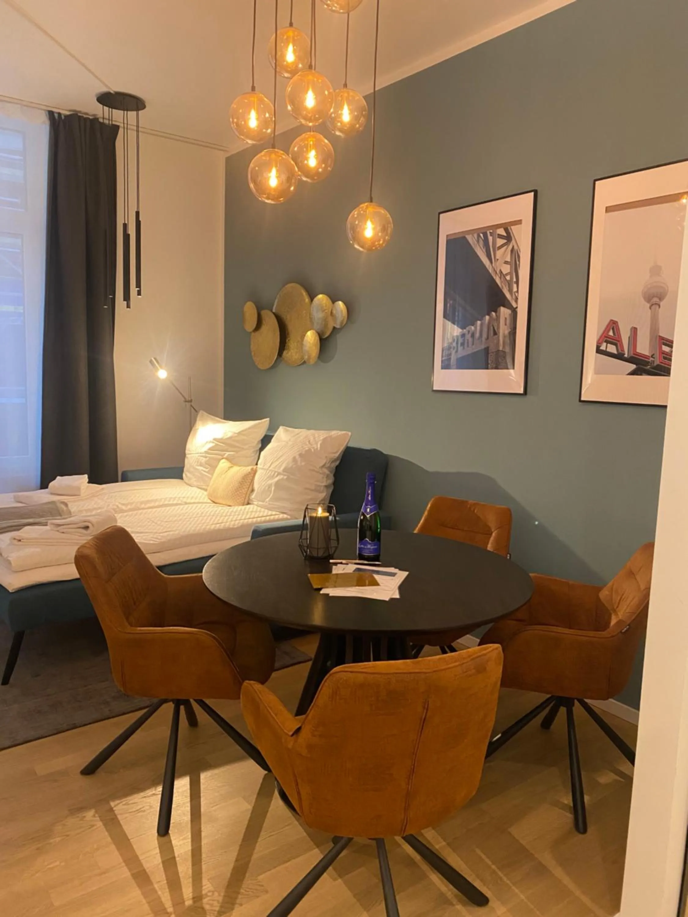 Living room, Bed in Pure Berlin Apartments - Luxury at Pure Living in City Center