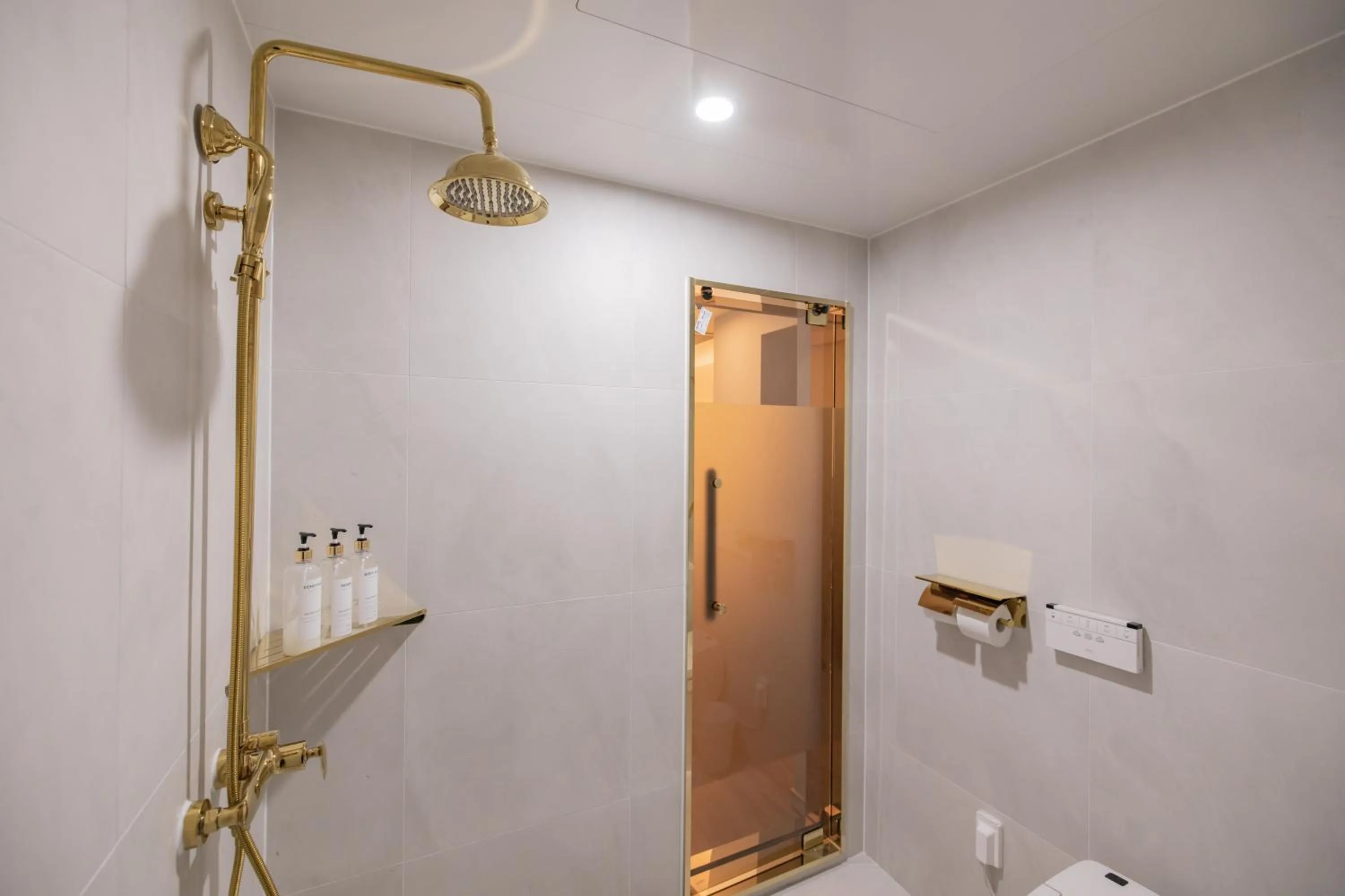 Shower in Denbasta Hotel Heritage