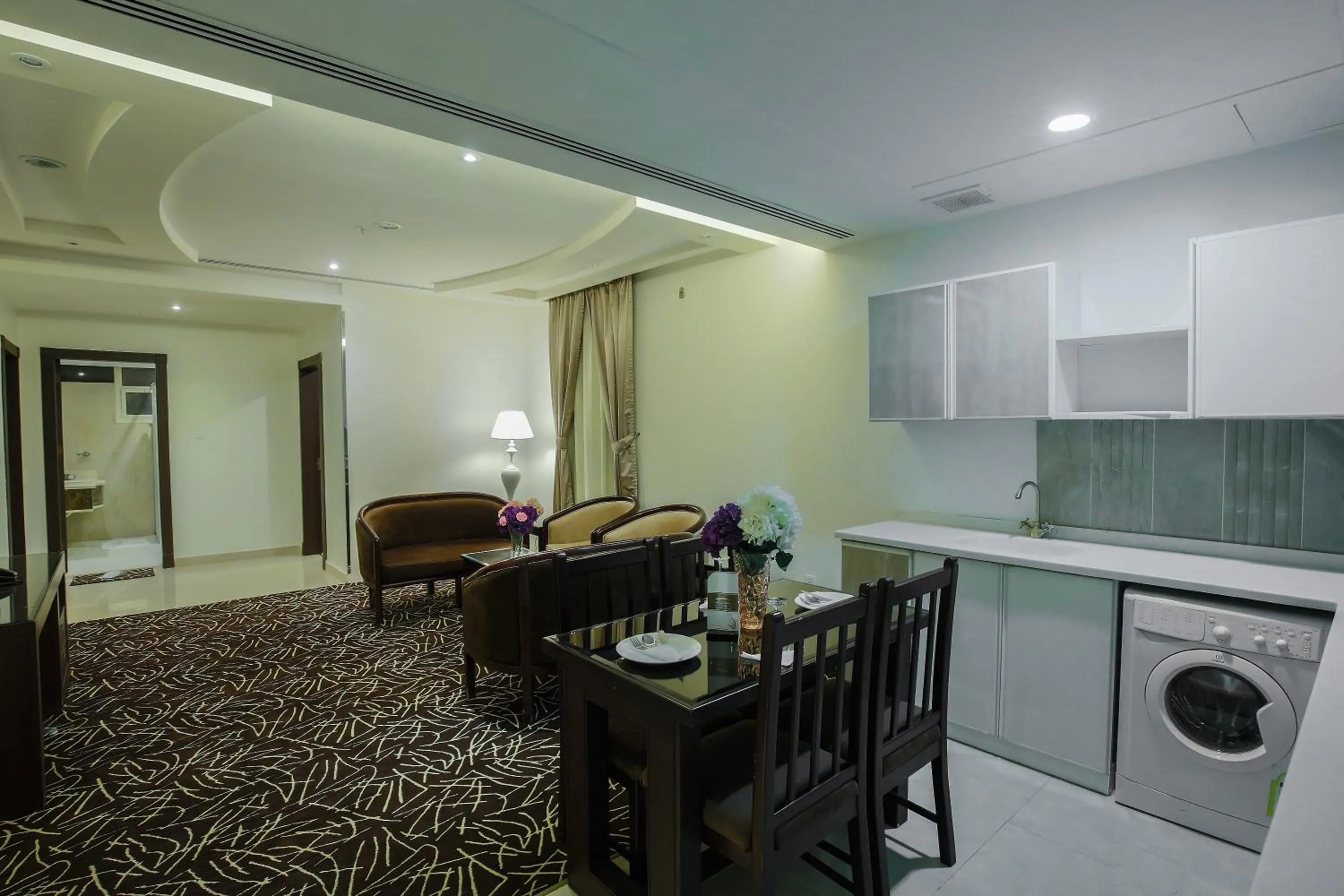 Kitchen or kitchenette in Rest Night Serviced Apartments- AlHamra
