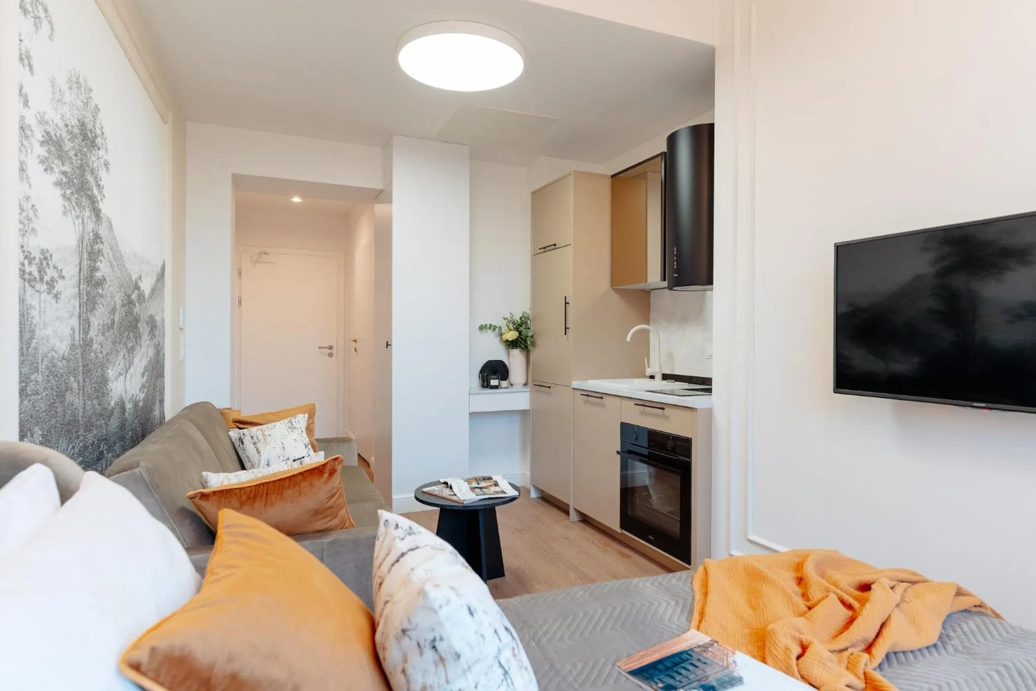 Seating area, Bed in Warsaw Story - LoftAffair Collection