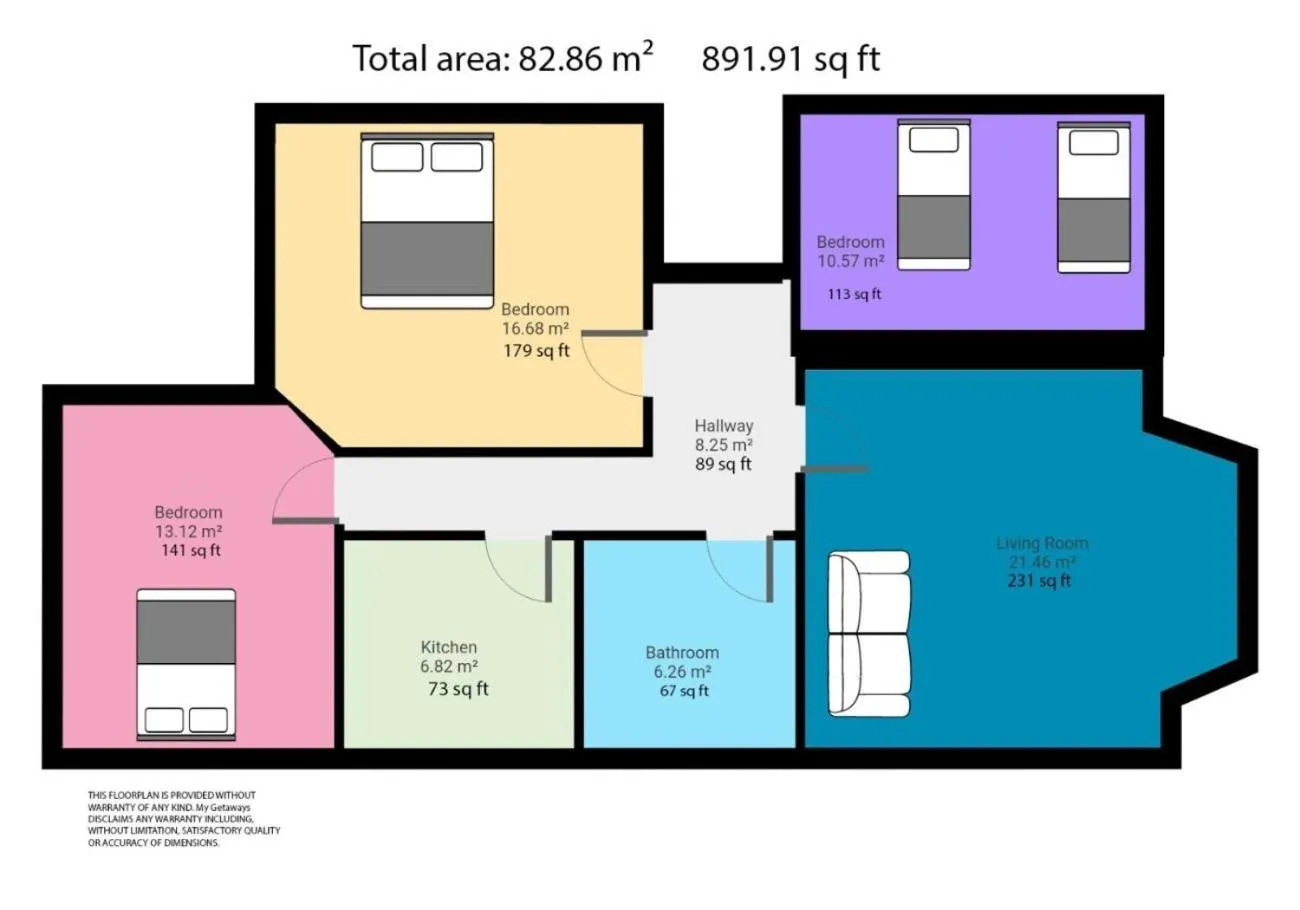 Floor plan in Poets Apartment with Free Parking By My Getaways