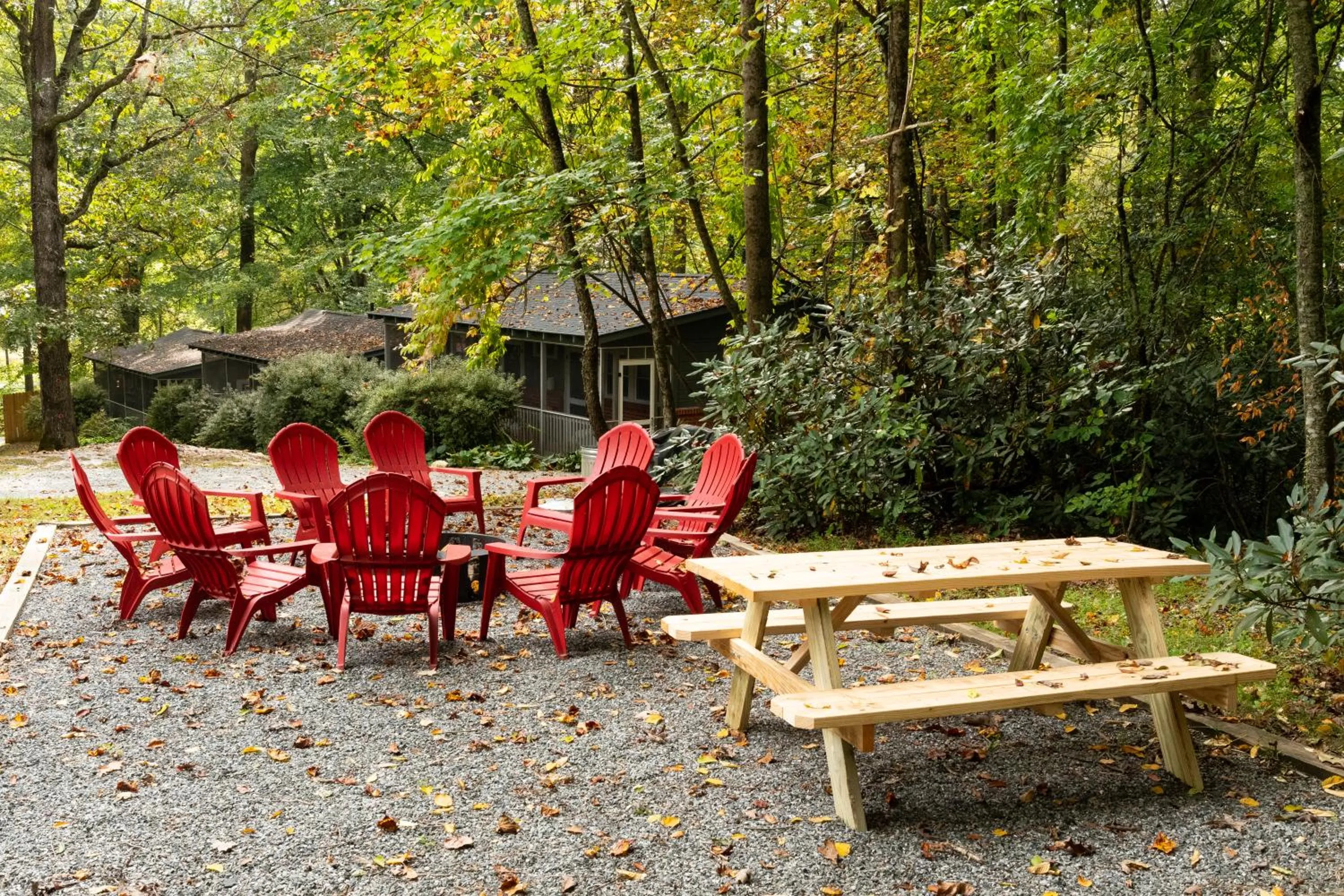 Seating area in Foggy Bottom Cabins