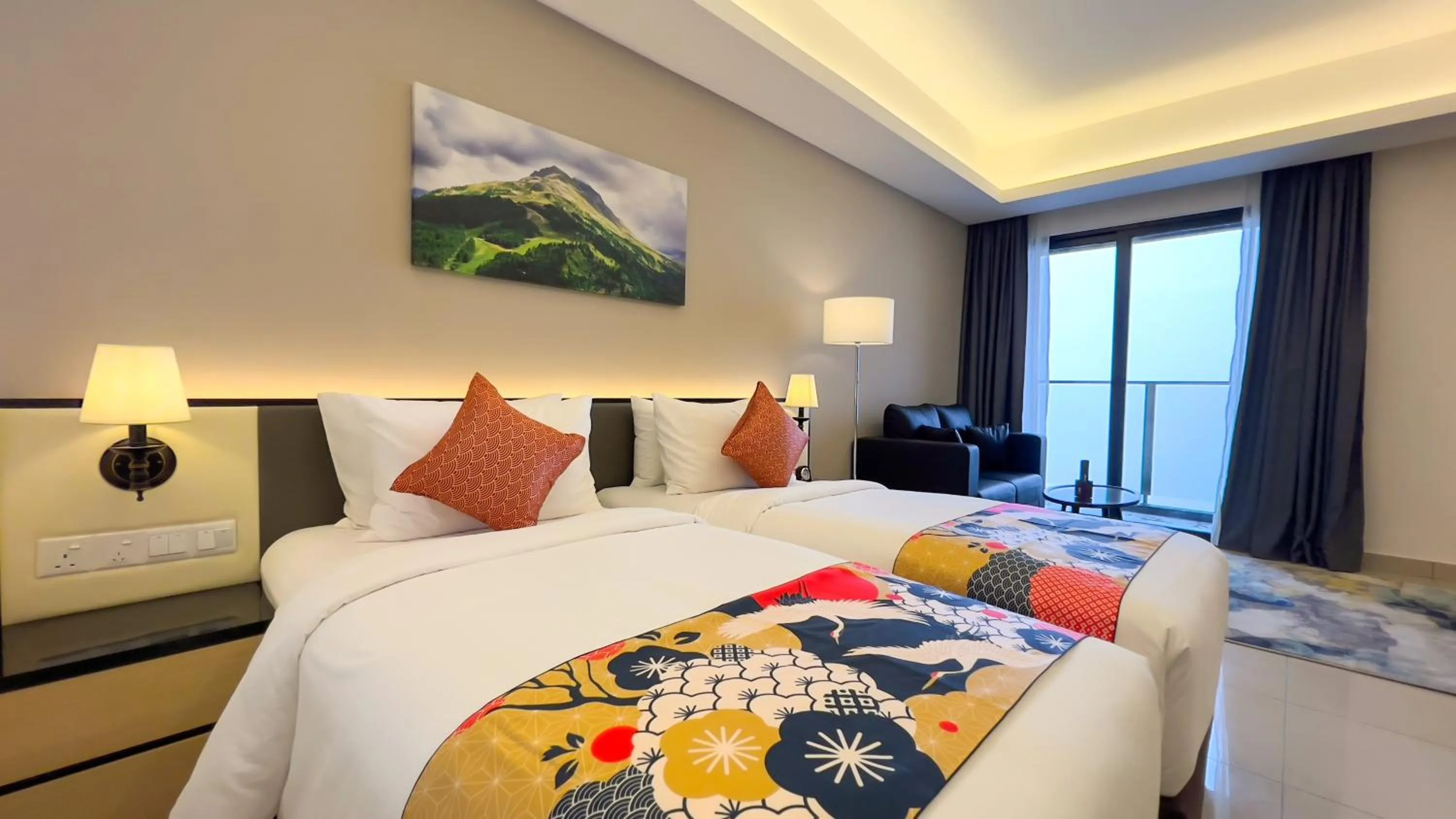 Bed in The Yanné, Onsen Hotel