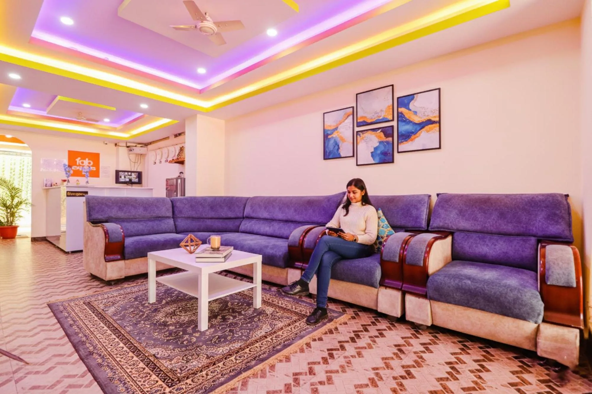 Seating area in FabExpress Broholic Suites - Nr JNTU Kukatpally