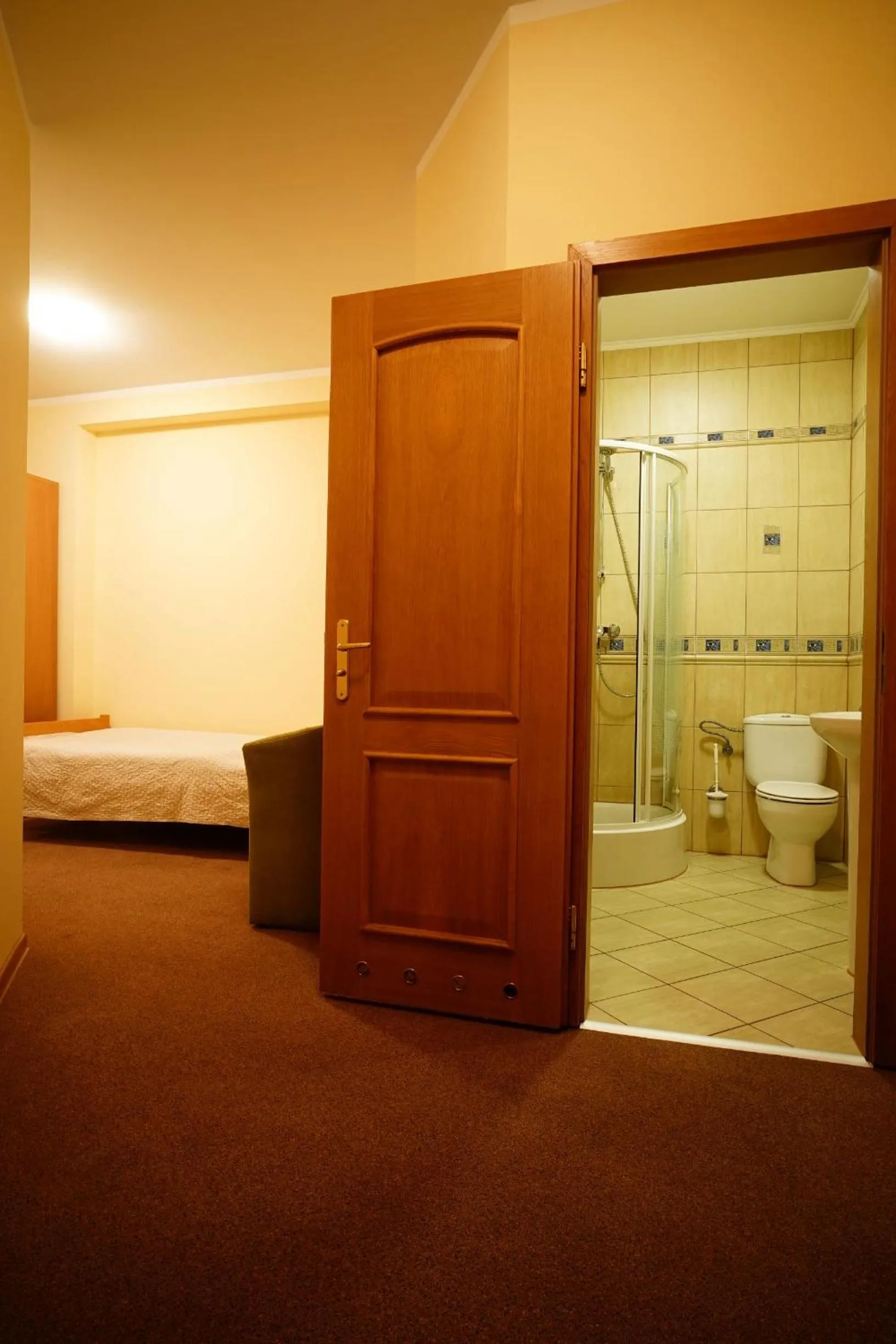 Shower, Bed in Noclegi w Lublińcu Lubex