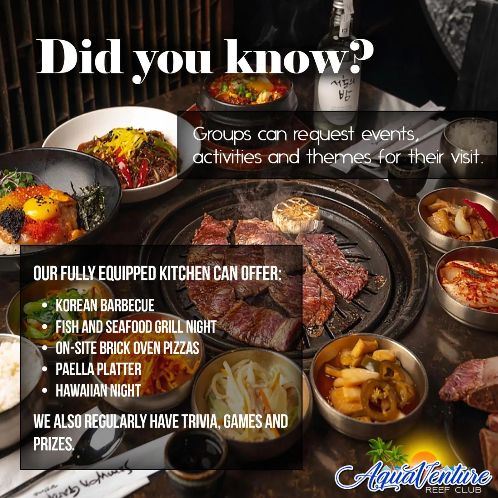 Food and drinks in Aquaventure Reef Club