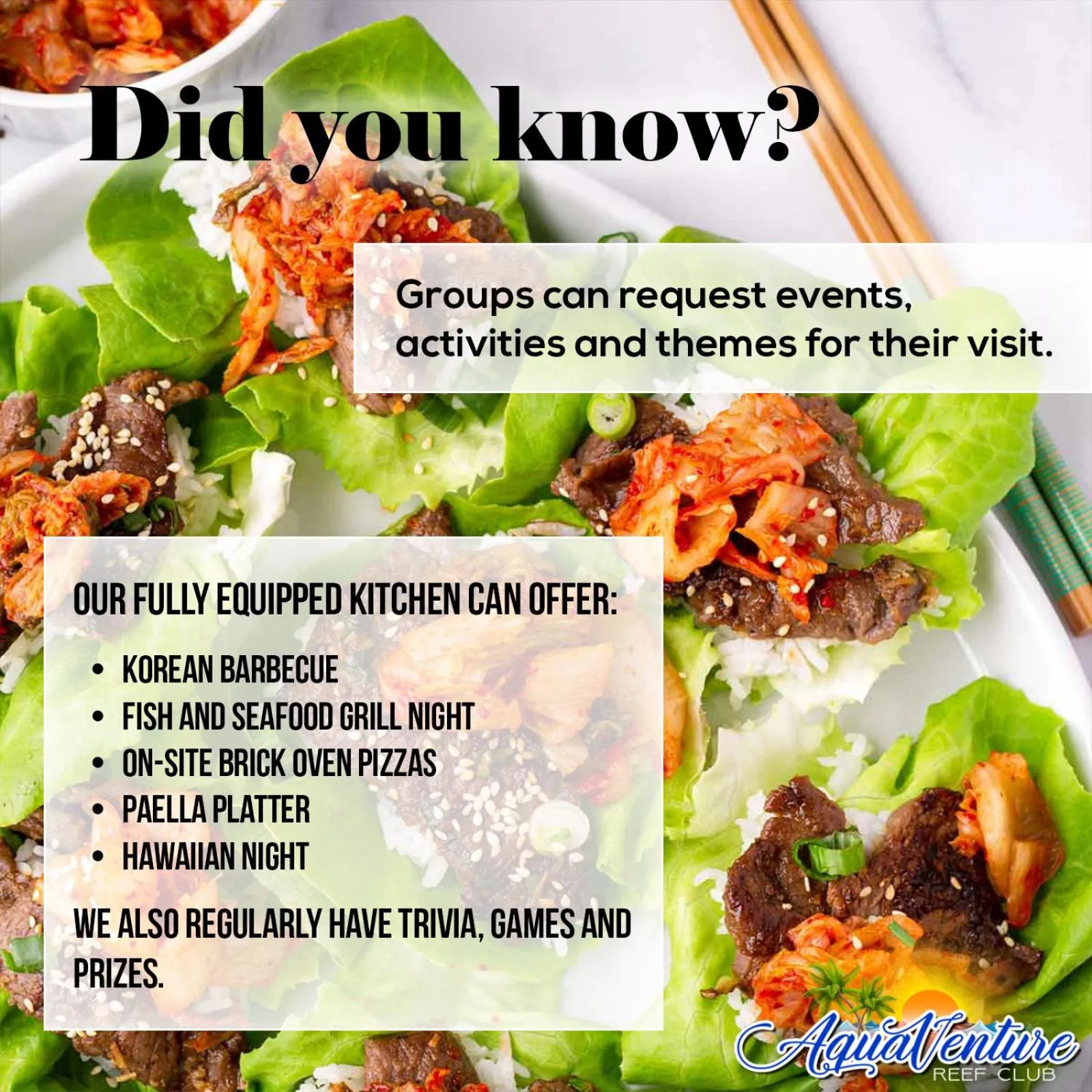 Food and drinks in Aquaventure Reef Club