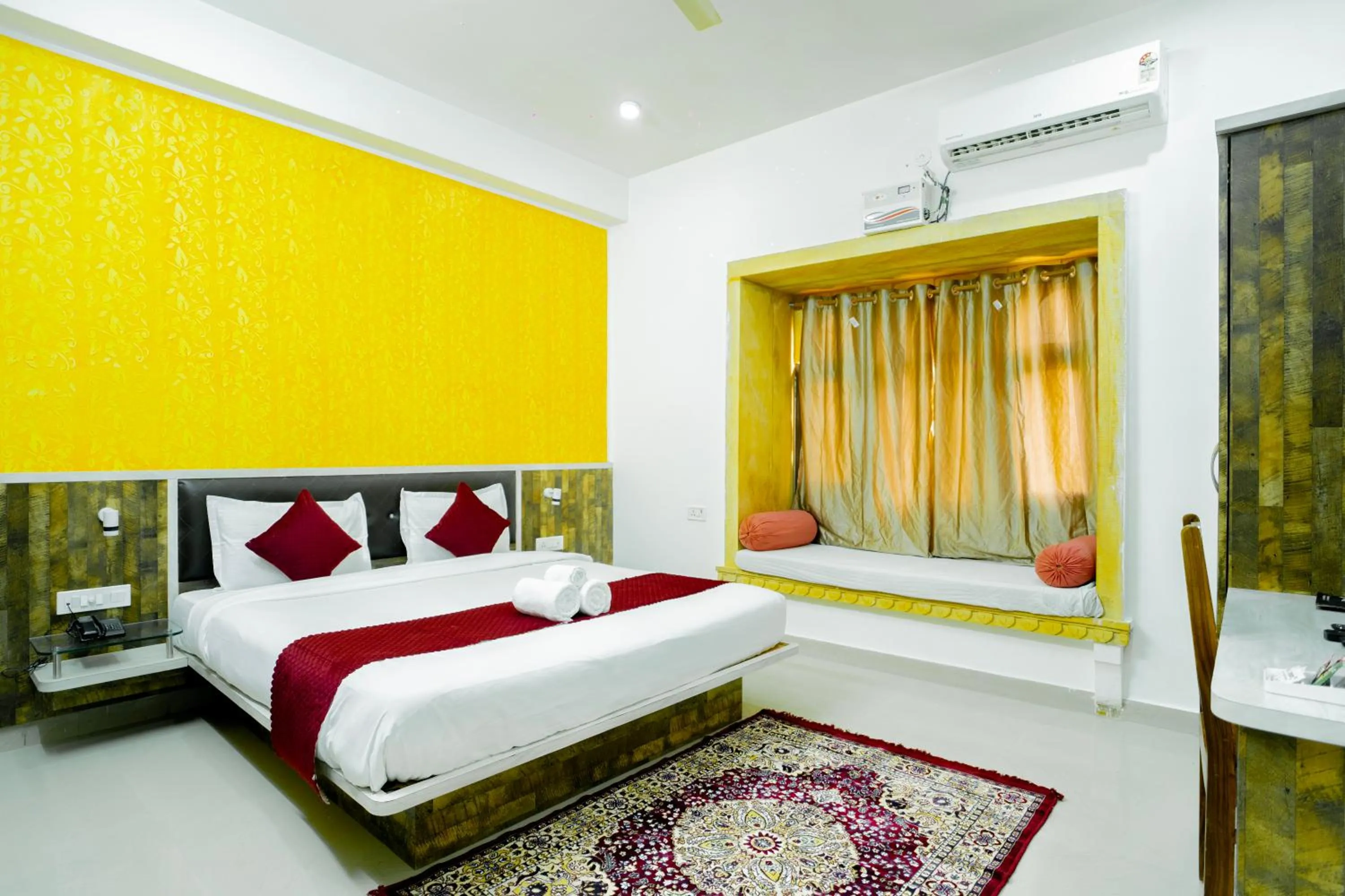 View (from property/room), Bed in Hotel Marina Mahal with Swimming Pool