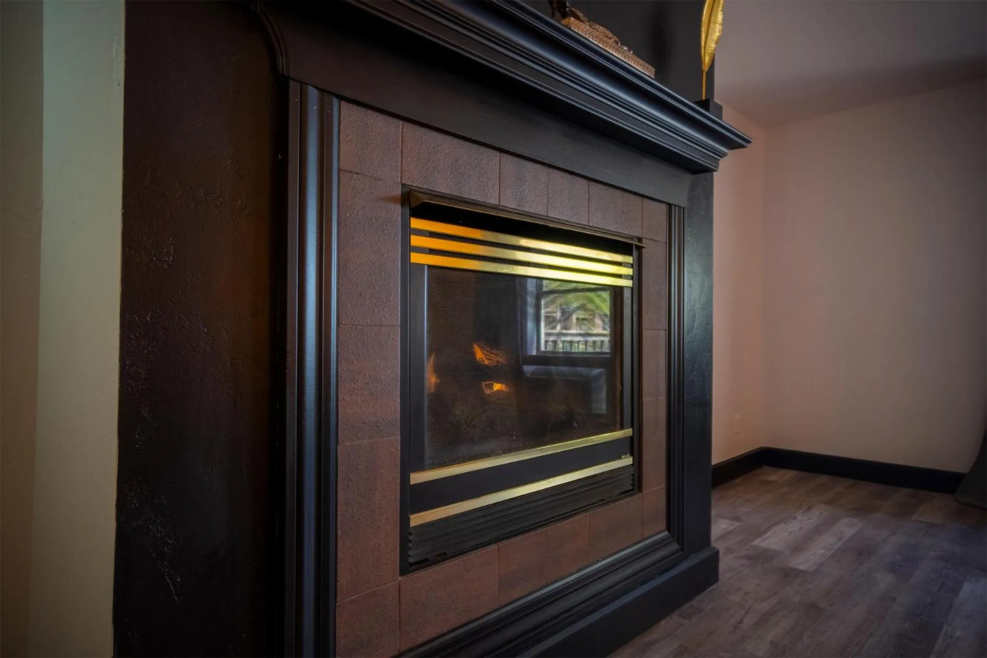 fireplace in Nuk's Executive Suites