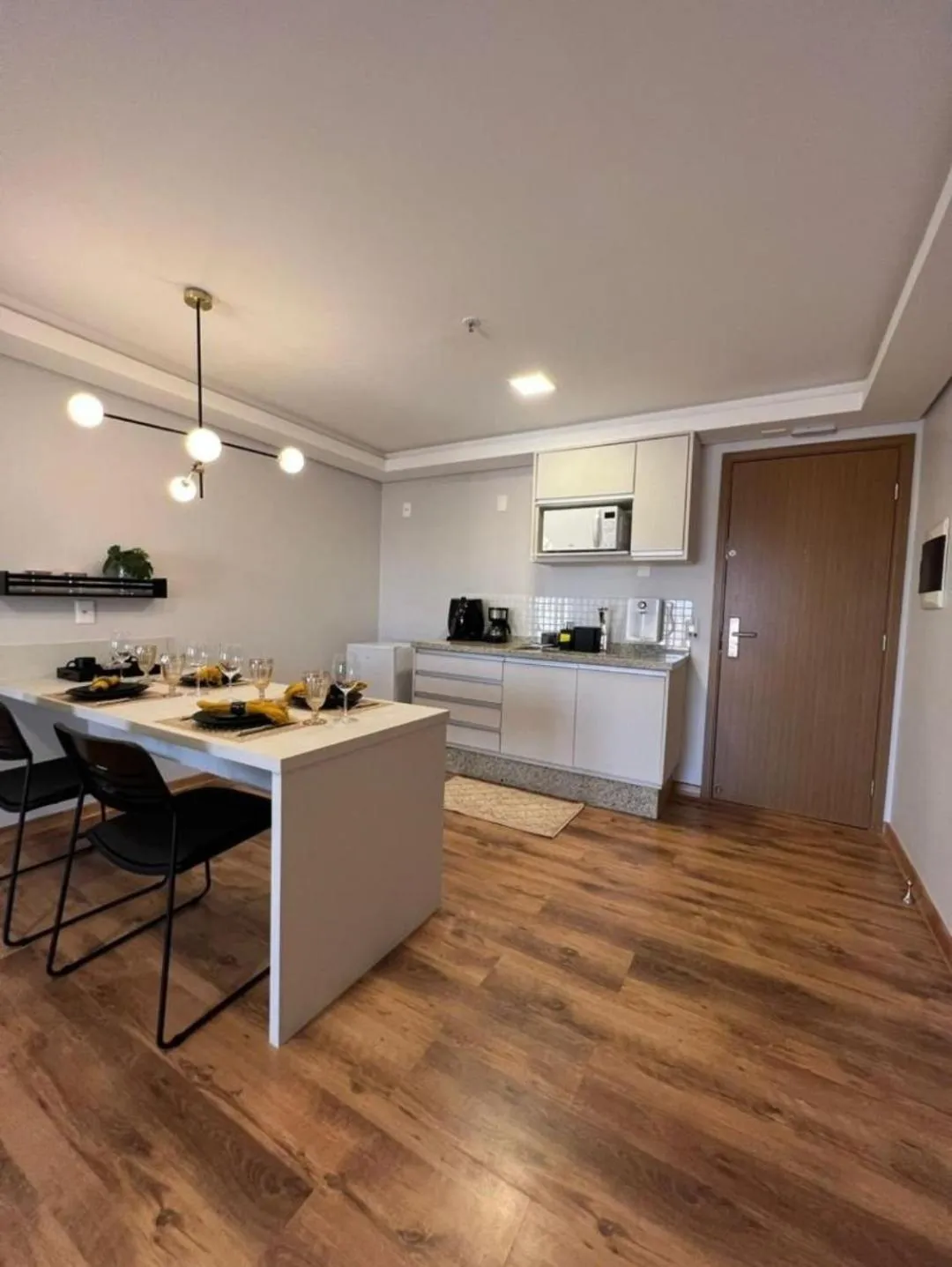 Kitchen or kitchenette in Hotel Flat Afonso Pena e Centro de Convenções Campo Grande