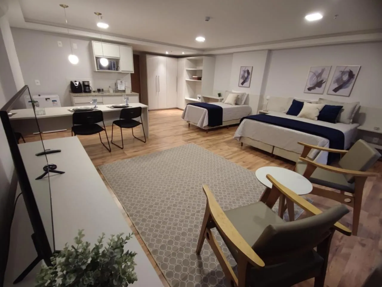 Kitchen or kitchenette in Hotel Flat Afonso Pena e Centro de Convenções Campo Grande