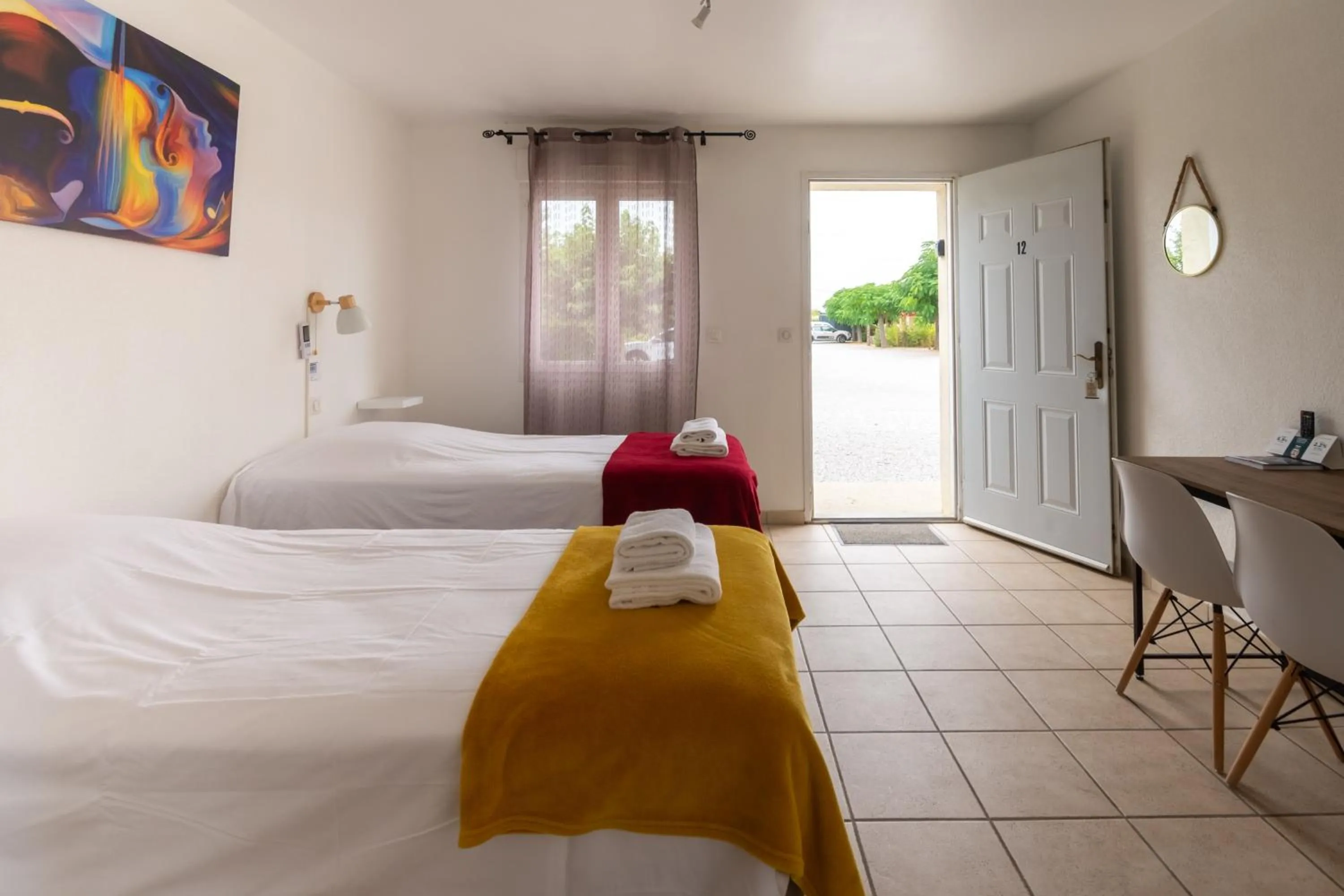 Bed in Logis hôtel restaurant Le clos saint loup