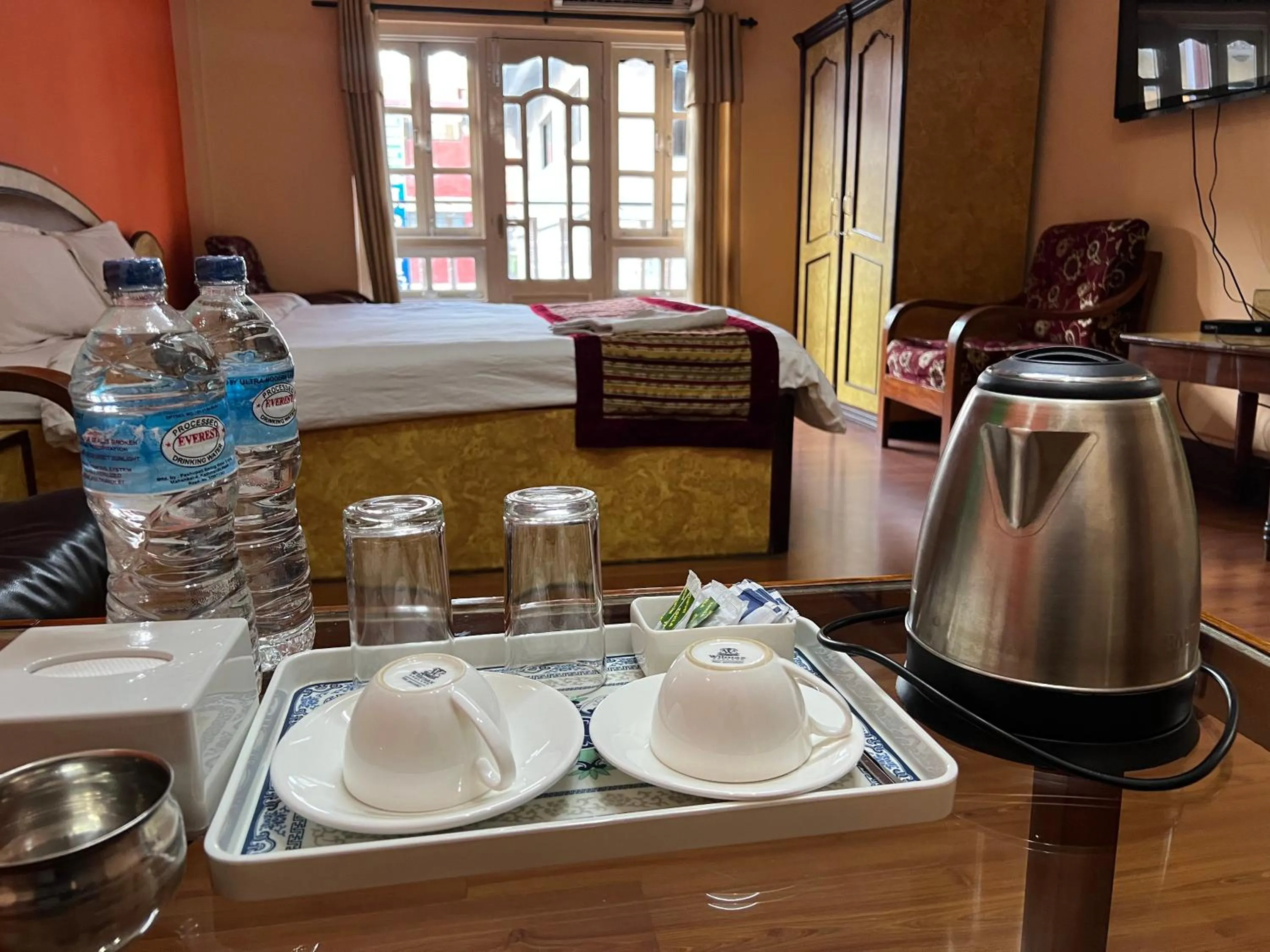 Coffee/tea facilities, Bed in Hotel Mudkhu Durbar