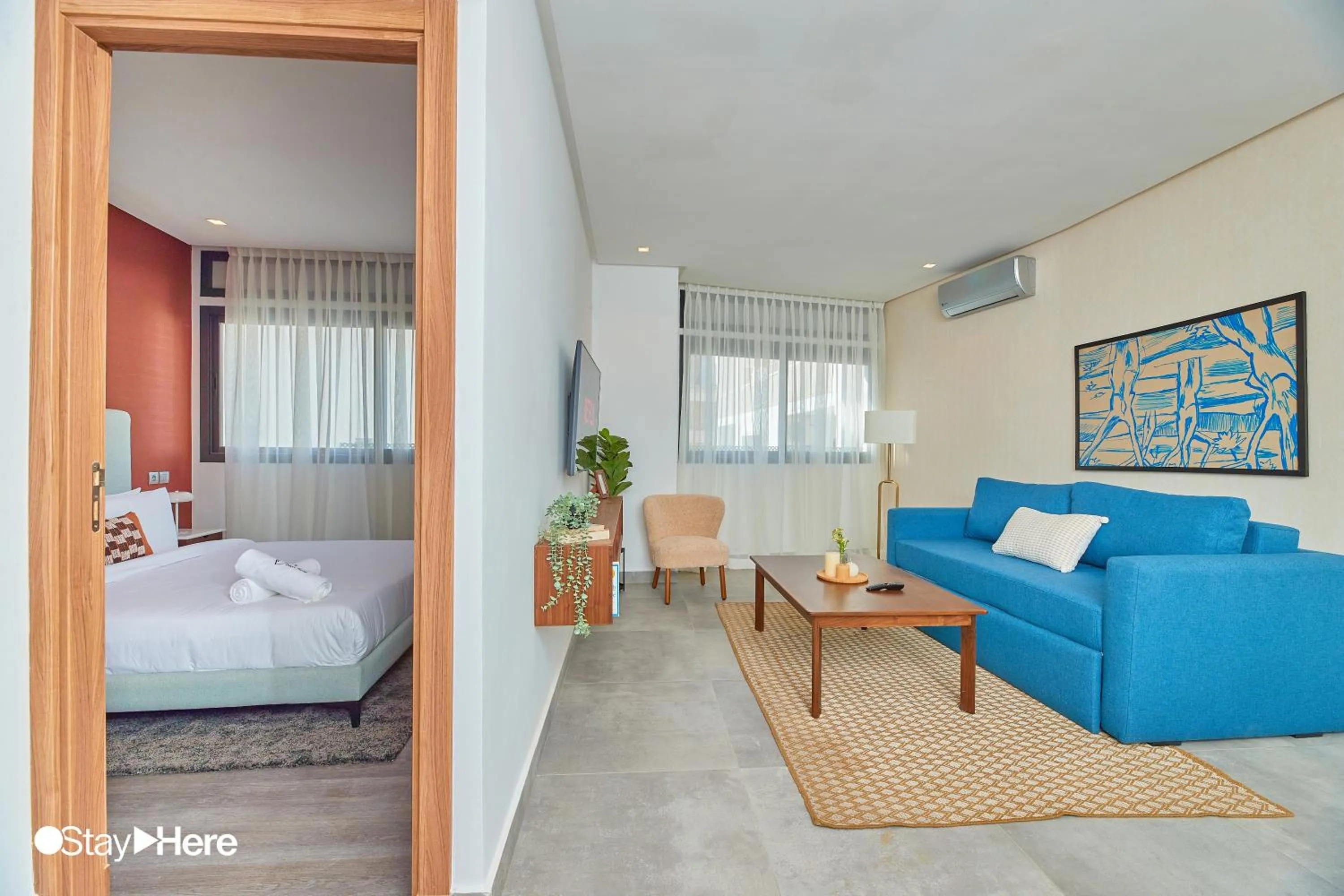 Living room, Bed in Stayhere Casablanca - Gauthier 2 - Contemporary Residence