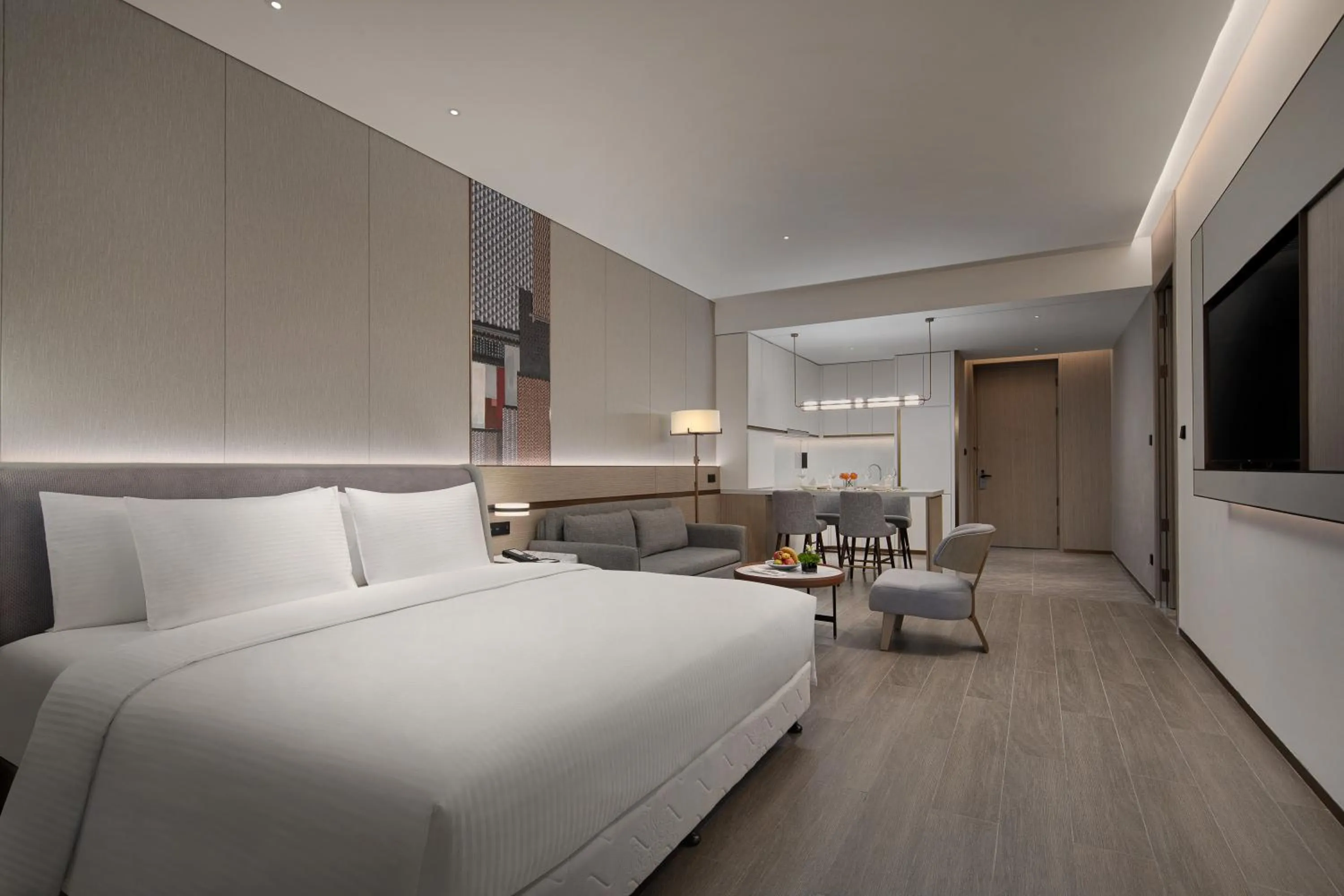 Photo of the whole room, Bed in Wanda Jin Xiaohe Xincheng