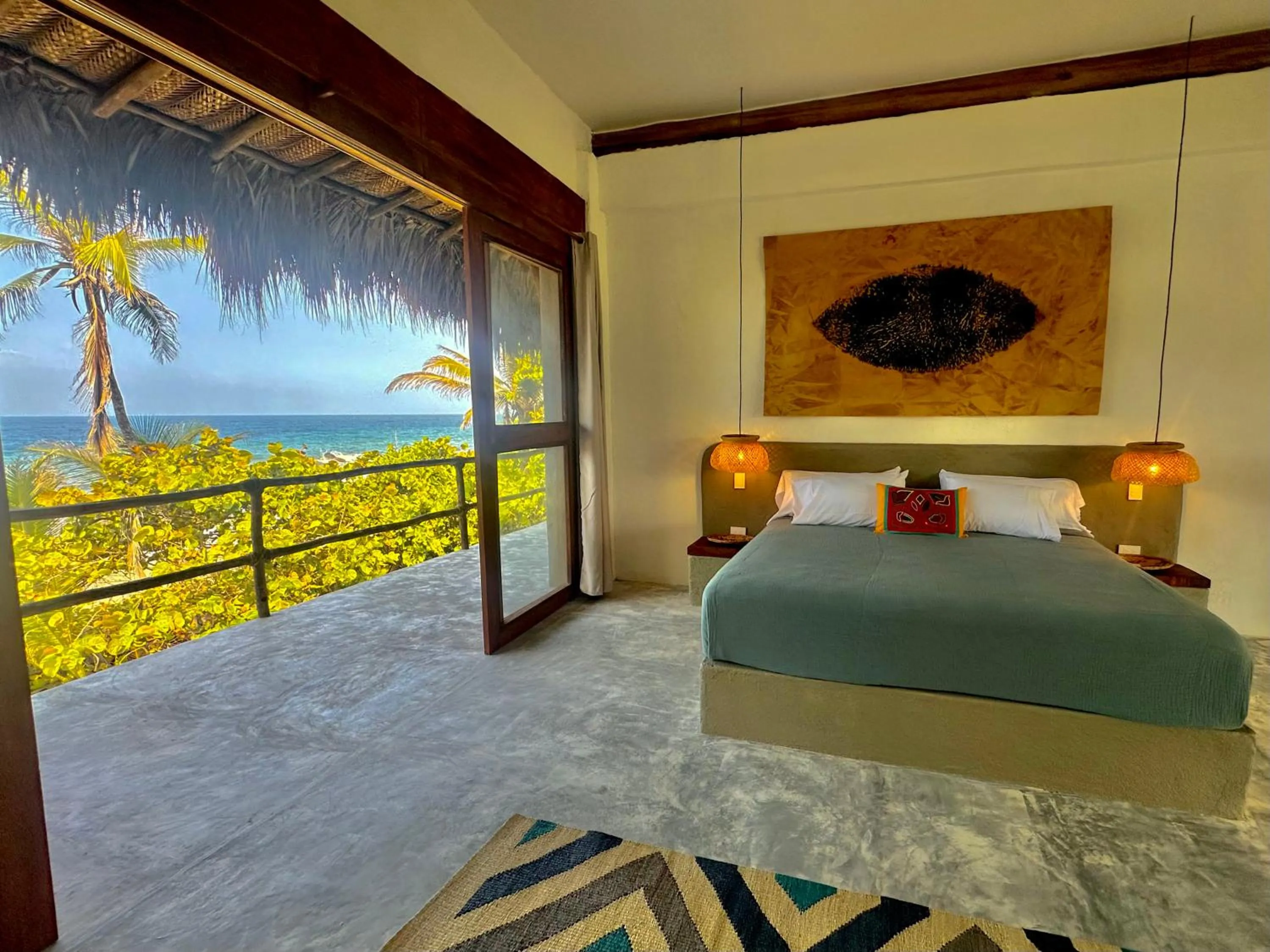 View (from property/room), Bed in Finca Barlovento Maloka, Tayrona Park