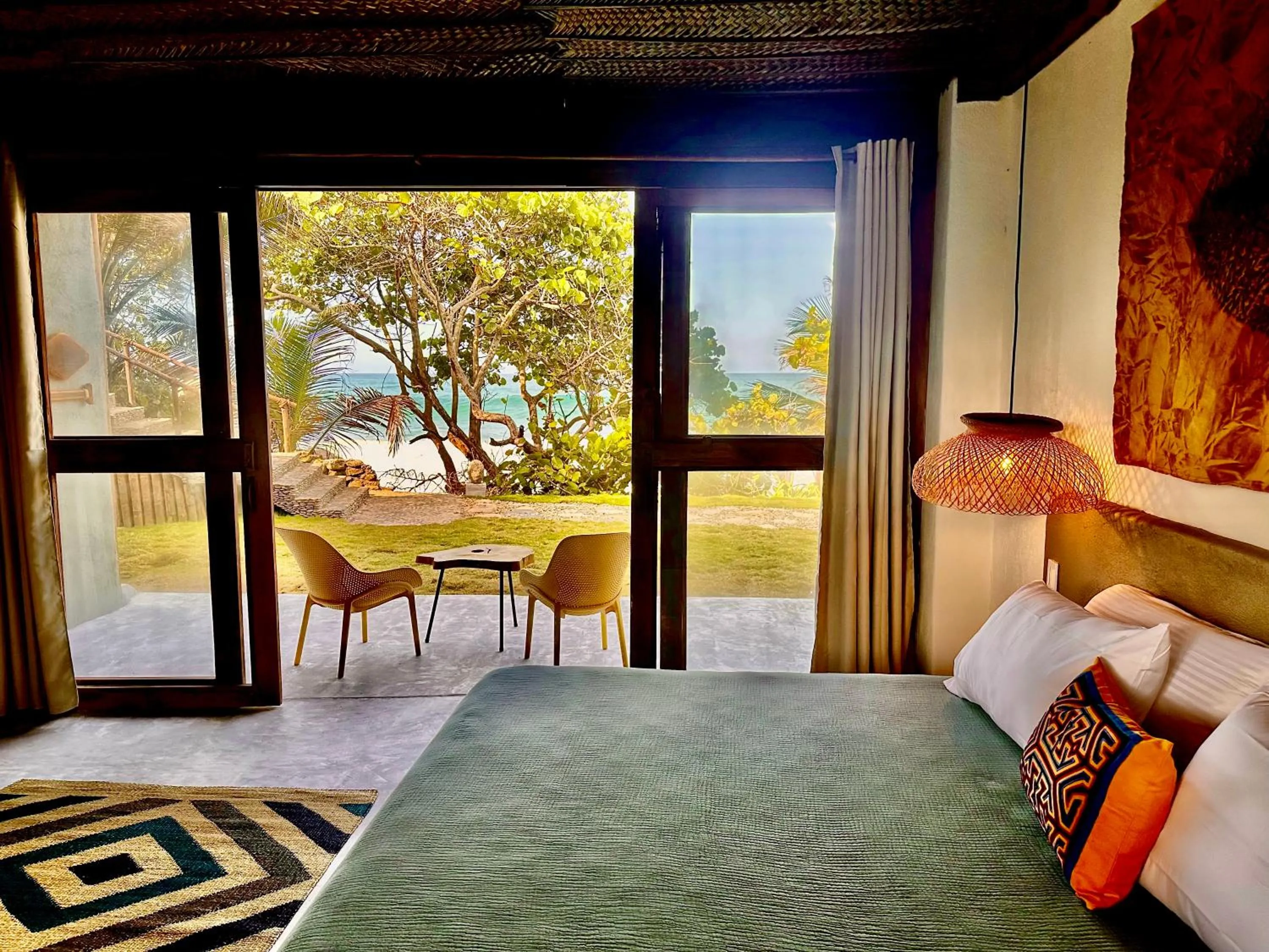 View (from property/room), Bed in Finca Barlovento Maloka, Tayrona Park