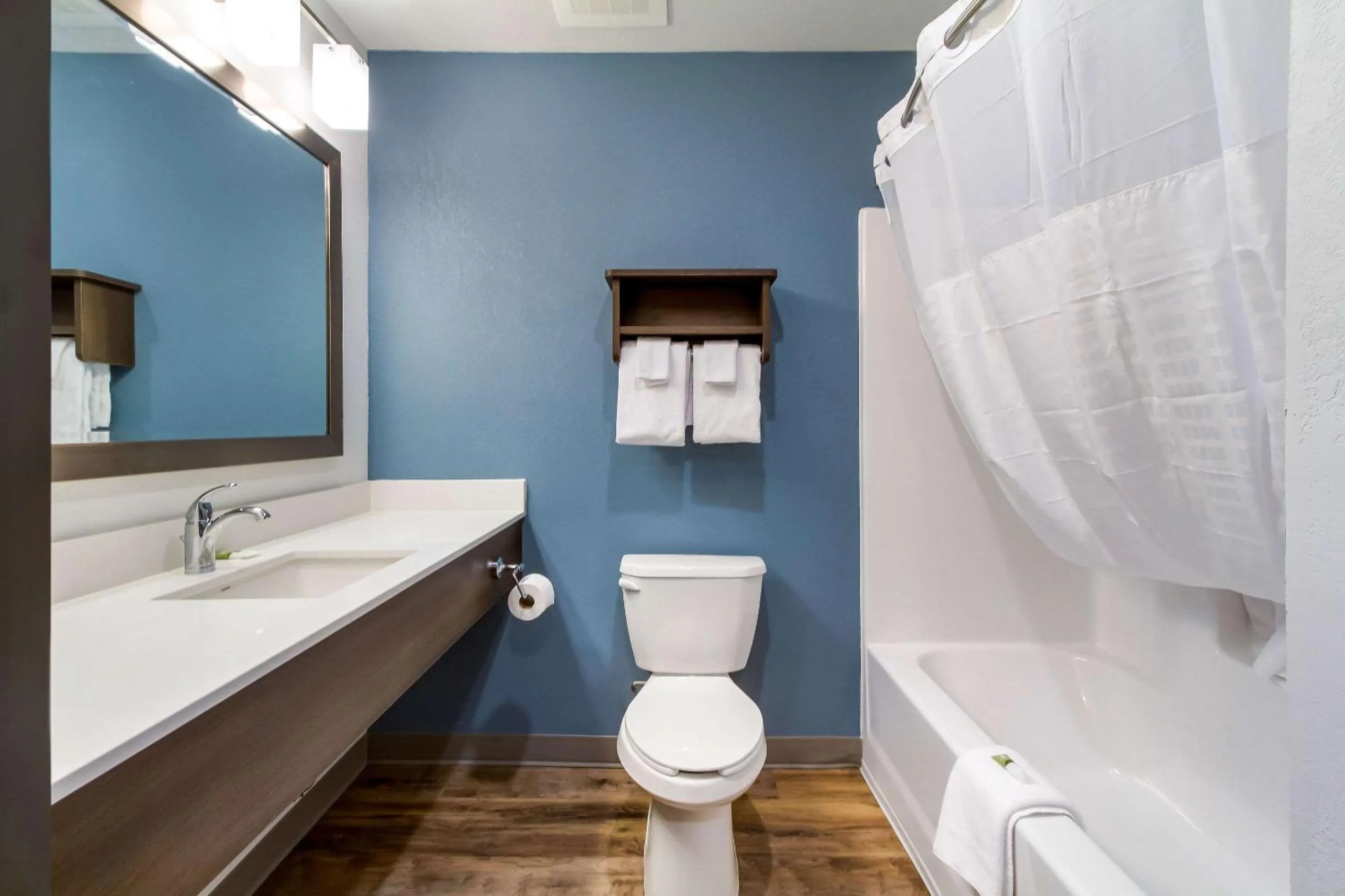 Bathroom in WoodSpring Suites Harrisburg Linglestown