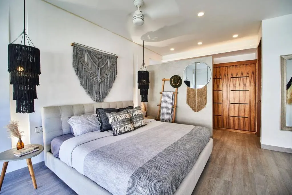 Bed in Neem 14 1BR BohoGem in the Heart of Tulum