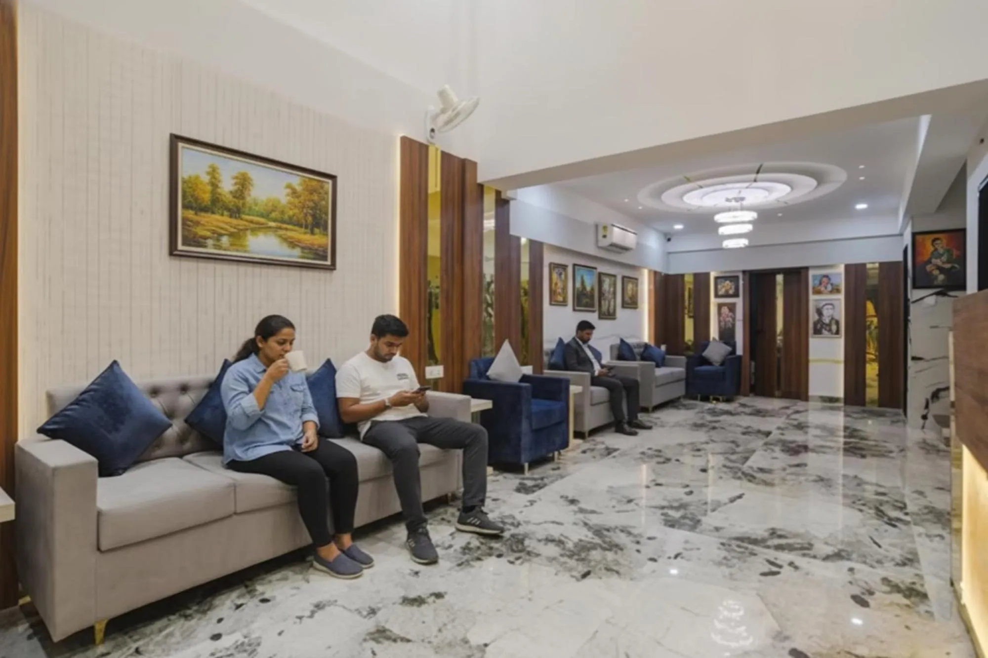 Seating area in FabHotel Elite Residency